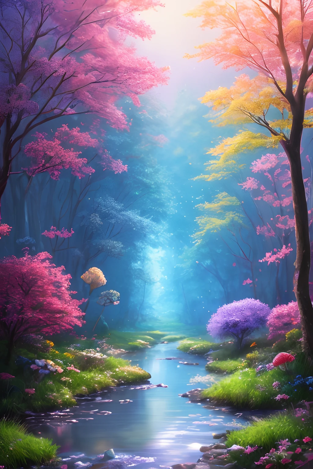 masterpiece, best quality, high quality,extremely detailed CG unity 8k wallpaper, An enchanting and dreamy scene of a fantasy forest, with towering trees, glowing mushrooms, and hidden fairy glens, creating a sense of mystique and enchantment, artstation, digital illustration, intricate, trending, pastel colors, oil paiting, award winning photography, Bokeh, Depth of Field, HDR, bloom, Chromatic Aberration ,Photorealistic,extremely detailed, trending on artstation, trending on CGsociety, Intricate, High Detail, dramatic, art by midjourney