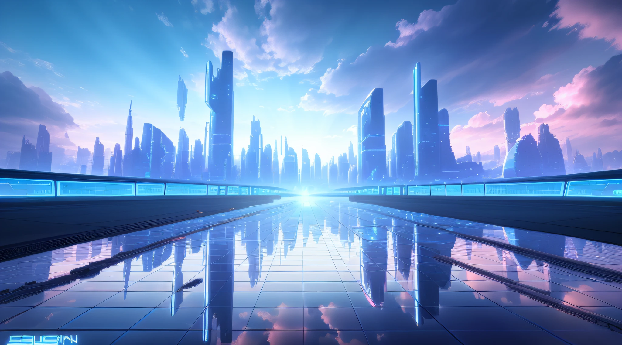Futuristic city landscape,Reflection of sky and clouds, Futuristic city landscape, Futuristic city background, futuristic urban background, Futuristic city landscape, Photo of futuristic cityscape, futuristic urban background, futuristic city street, cybernetic city background, futuristic city in background, geometric futuristic cityscape, vista of futuristic city, in a futuristic cyberpunk city, futuristic street