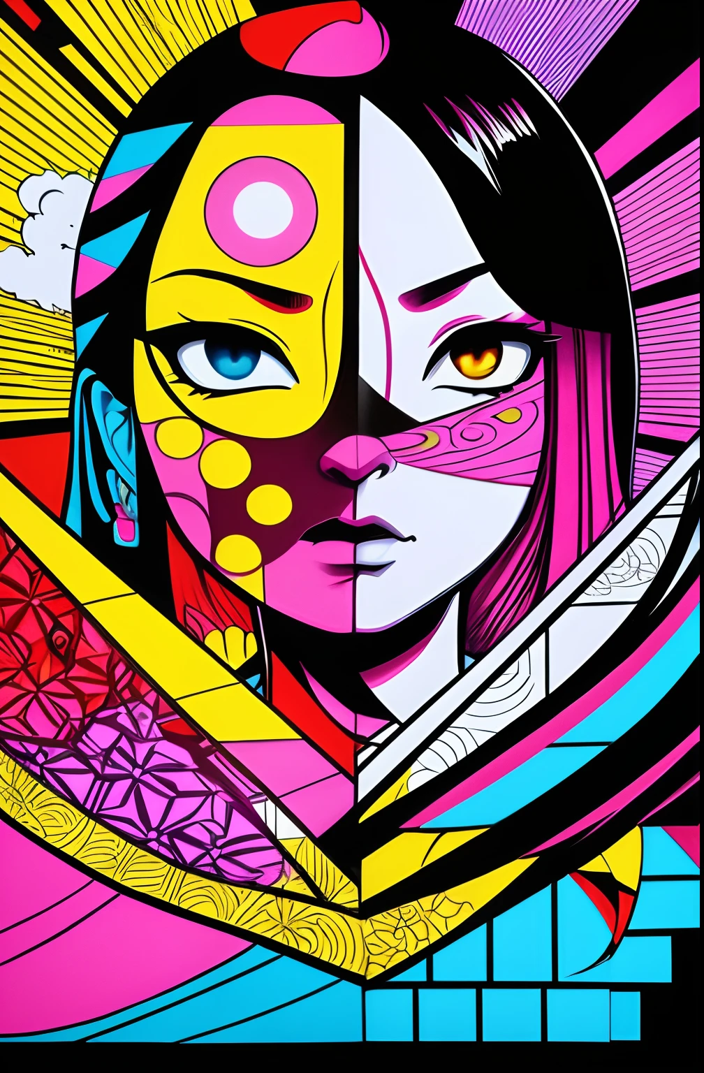 (kaguya ōtsutsuki),  Eduardo Kobra ,Romero Brito,The Filling Twins ,multidimensional geometric wall PORTRAIT, arte, Chibi,
Yang08k, lindo, Colouring,
Primary works, qualidade superior, melhor qualidade, Arte Oficial, Beautiful and Aesthetic, 32k