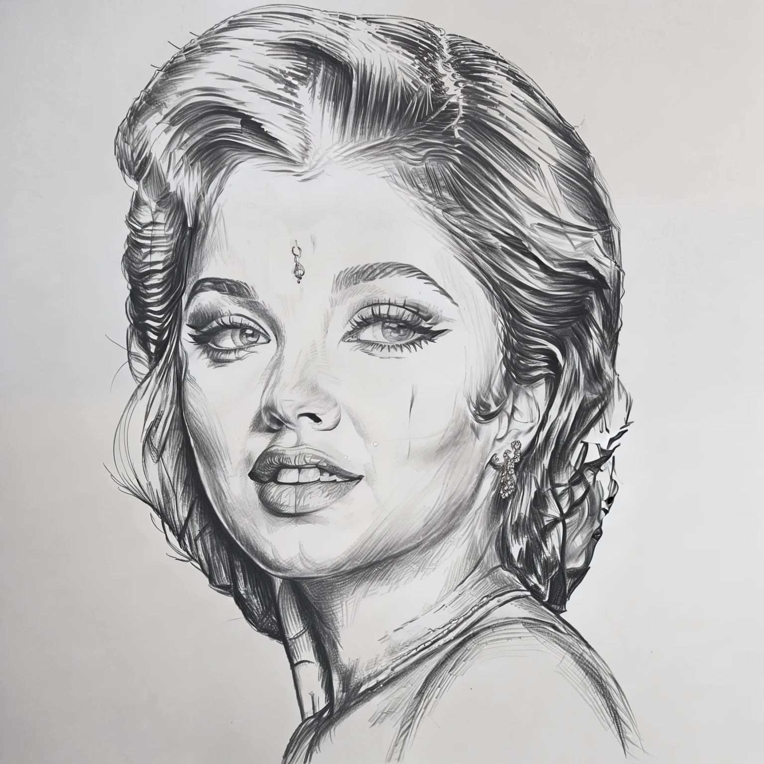 A masterpieces pencil sketch drawing of marylin monroe, Masterpiece art work, detail sketch, detail eyes, detail nose, detail lips, white background, illustrated, inspired by Andrew Loomis.