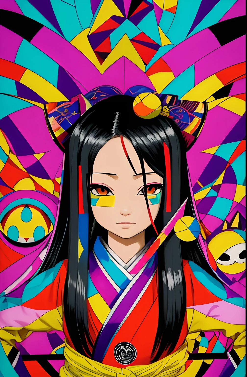 (kaguya ōtsutsuki),  Eduardo Kobra ,Romero Brito,The Filling Twins ,multidimensional geometric wall PORTRAIT, arte, Chibi,
Yang08k, lindo, Colouring,
Primary works, qualidade superior, melhor qualidade, Arte Oficial, Beautiful and Aesthetic, 64k