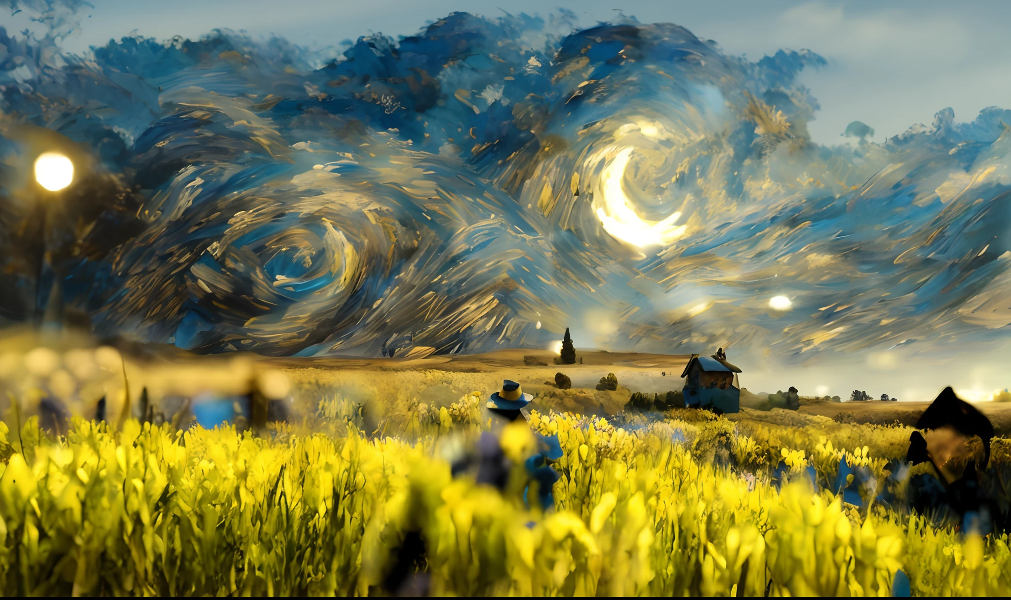 Draw in a field on sky background, in the style of van gogh, Van Gogh style, van gogh art style, Vincent Van Gogh style, Inspired by Van Gogh, 4k highly detailed digital art, inspired by Vincent Lefevre, Inspirado por Vincent van Gogh, 4K detailed digital art, in the style of van gogh, inspired by Vincent Di Fate