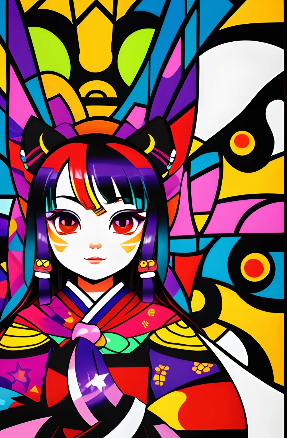 (kaguya ōtsutsuki),  Eduardo Kobra ,Romero Brito,The Filling Twins ,multidimensional geometric wall PORTRAIT, arte, Chibi,
Yang08k, lindo, Colouring,
Primary works, qualidade superior, melhor qualidade, Arte Oficial, Beautiful and Aesthetic, 64k