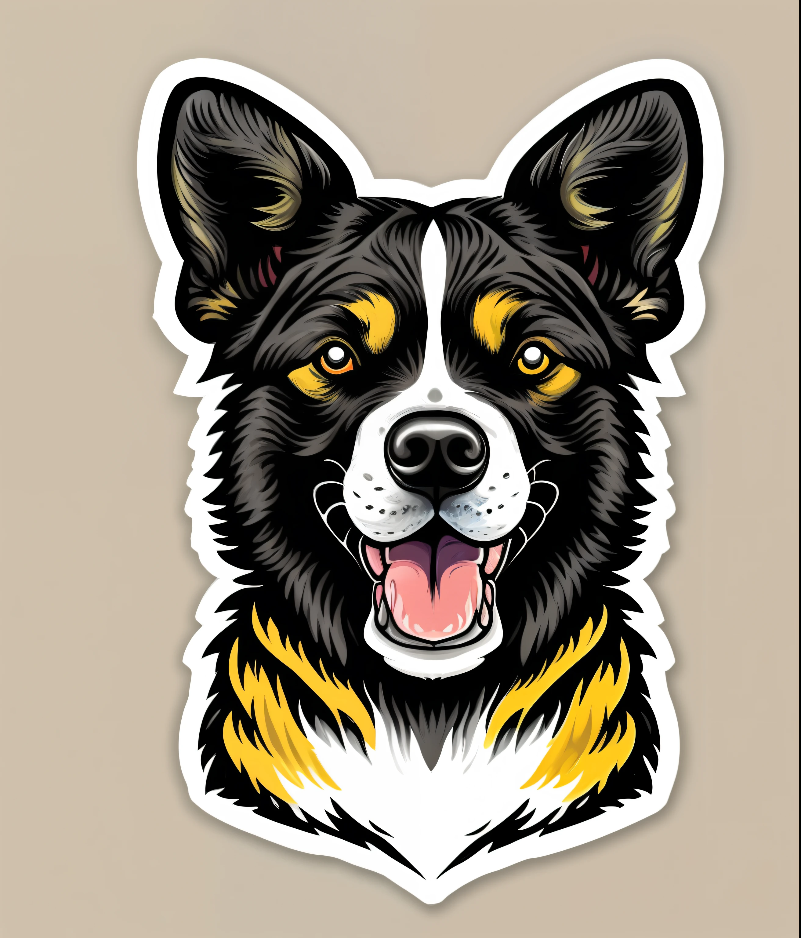 dog colie, colorful, vintage style, (t-shirt design), realistic volumetric light of masterpiece