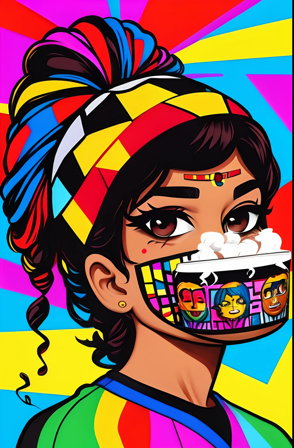 (Chicara WITH COFFEE COMING OUT SMOKE ), Eduardo Kobra ,Romero Brito,The Filling Twins ,multidimensional geometric wall PORTRAIT, arte, Chibi,
Yang08k, lindo, Colouring,
Primary works, qualidade superior, melhor qualidade, Arte Oficial, Beautiful and Aesthetic, 64 mil