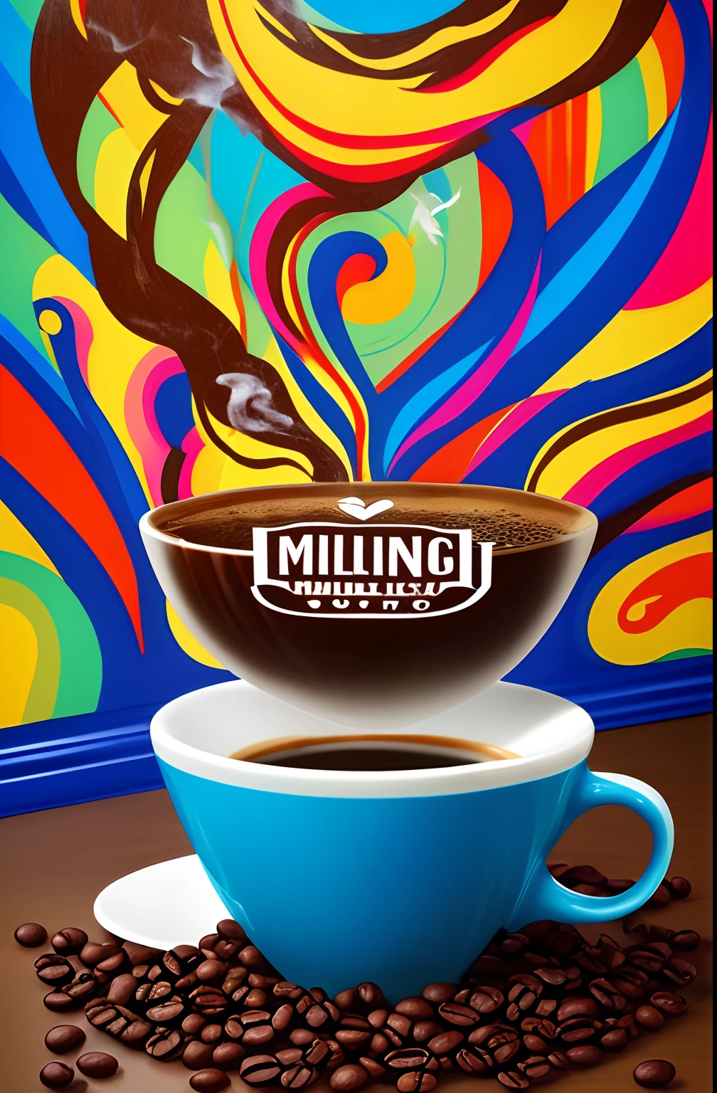 (CUP WITH COFFEE COMING OUT SMOKE WRITTEN WE COOFFE ),  Eduardo Kobra ,Romero Brito,The Filling Twins ,multidimensional geometric wall PORTRAIT, arte, Chibi,
Yang08k, lindo, Colouring,
Primary works, qualidade superior, melhor qualidade, Arte Oficial, Beautiful and Aesthetic, 64 mil