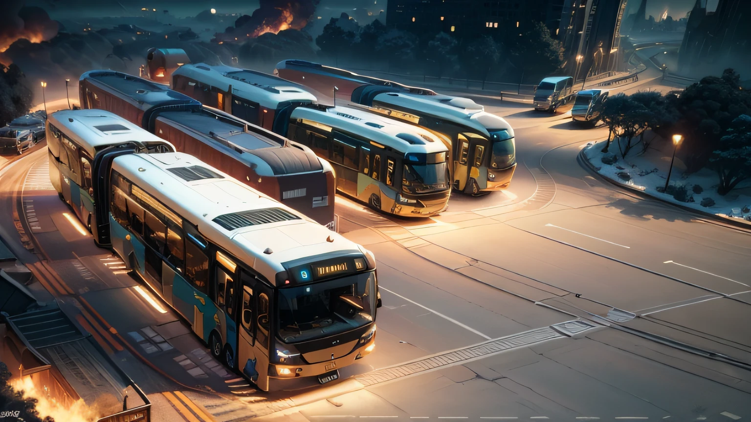 futuristic articulated bus, brancos de fundo, Corpo Steampunk, detalhes intrincados, Magnificent, cinemactic, high resolution, 4k,