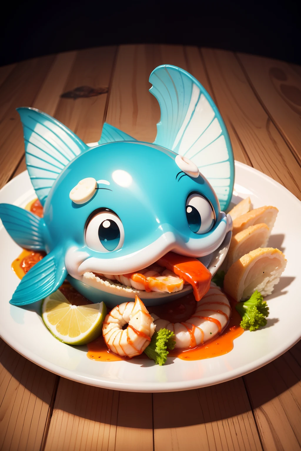 Cartoon seafood cuisine