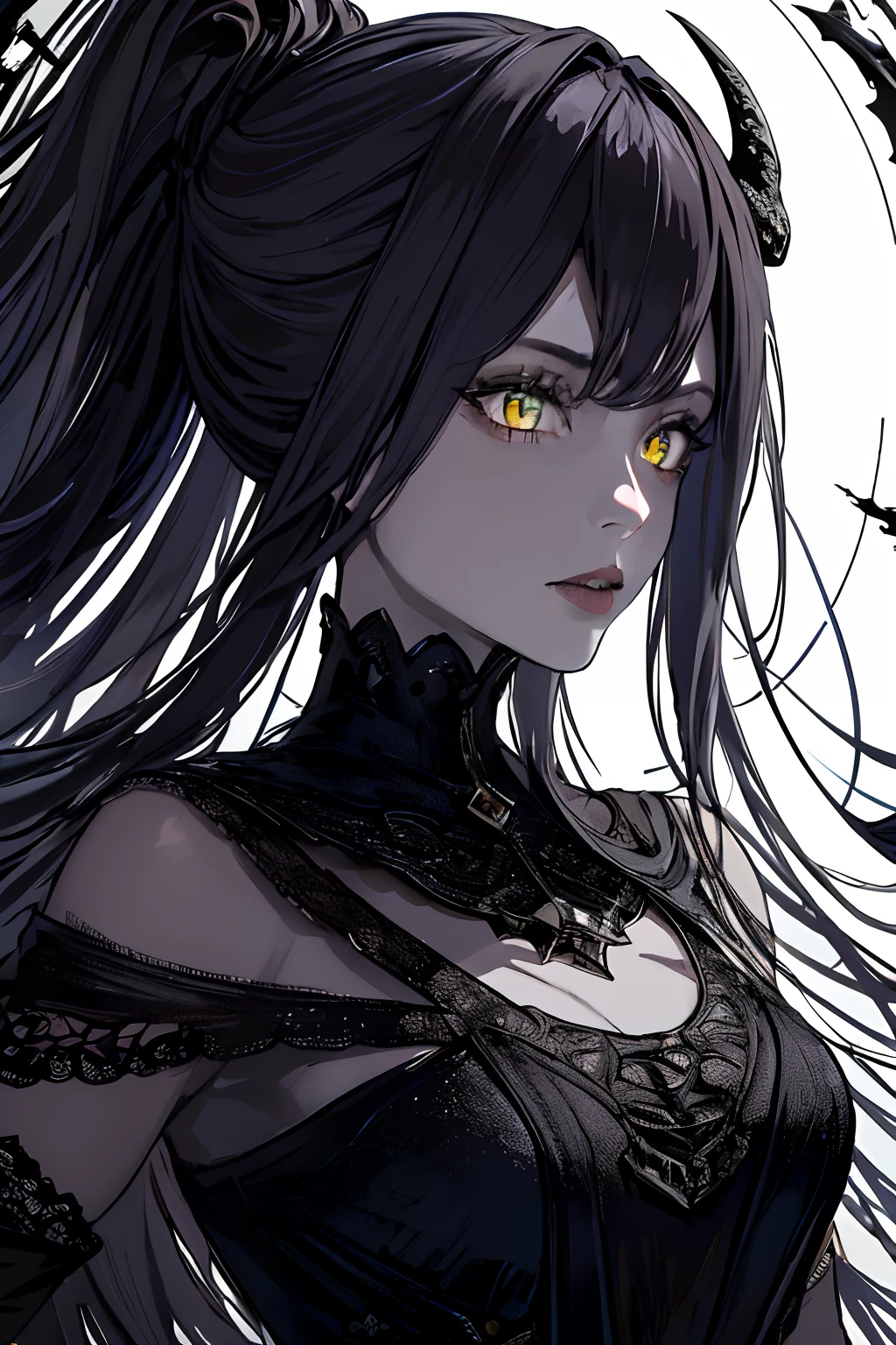 (masterpiece, top quality, best quality, official art, beautiful and aesthetic:1.2), cateyes,1girl, solo, (Stunning Eyes), armour, magic, light particles, upper body, extreme detailed, highest detailed, optical mixing, playful patterns, lively texture, unique visual effect, ((dark fantasy)), (darker colours:1.3), Ominous energy, eldritch Horror, ((Intricate Details)), (Onyx colours)