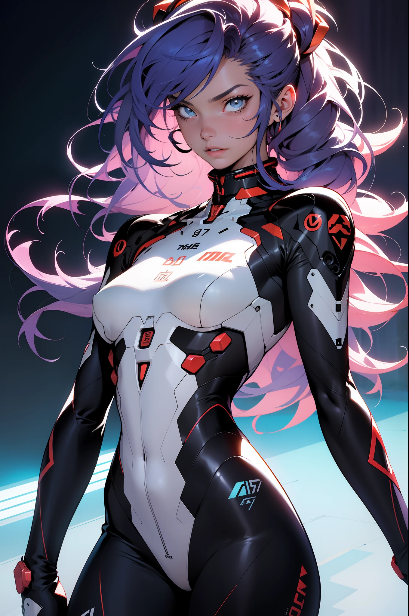 ((Best Quality)), ((Masterpiece)), (detailed: 1.4), (Absurd), 35-year-old adult woman with Simon Bisley-style micro thong, Genesis evangelion neon style clothing, 2 piece clothing, colored hair, tattoo on arms, cybernetic hand, pastel, centered, scale to fit dimensions, HDR (High Dynamic Range),Ray Tracing,NVIDIA RTX,Super-Resolution,Unreal 5,Subsurface dispersion, PBR texture, Post-processing, Anisotropic filtering, Depth of field, Maximum clarity and sharpness, Multilayer textures, Albedo and specular maps, Surface shading, Accurate simulation of light-material interaction, Perfect proportions, Octane Render, Two-tone lighting, Wide aperture, Low ISO, White balance, Rule of thirds, 8K RAW, crysisnanosuit