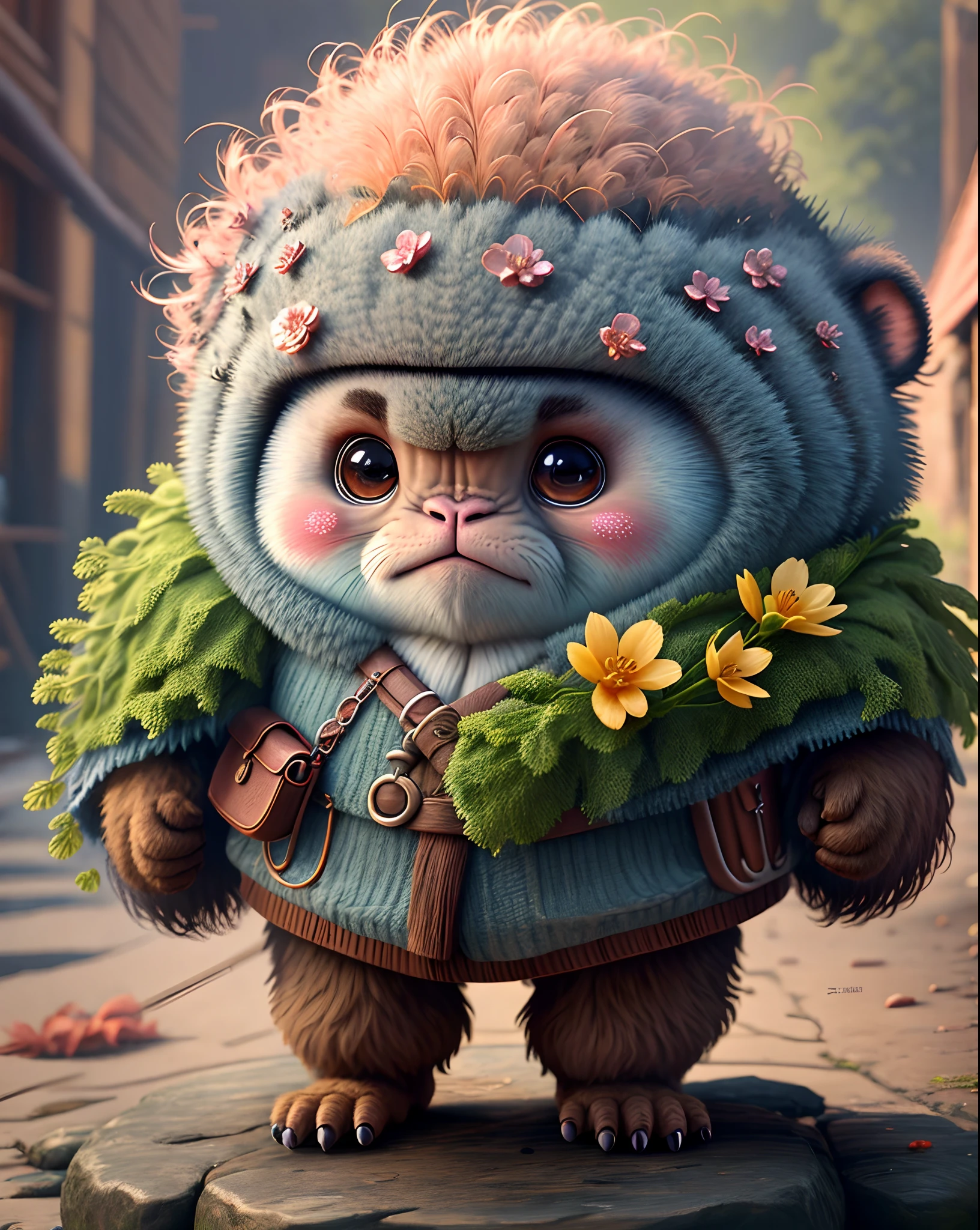 Top image quality、"Create cute creature masterpieces with inspired ultra-detailed concept art. Let your imagination come alive", (gorilla), high detailing, in 8K、Top image quality、Dressed as a guard of medieval Europe、Holding an ax in your hand、