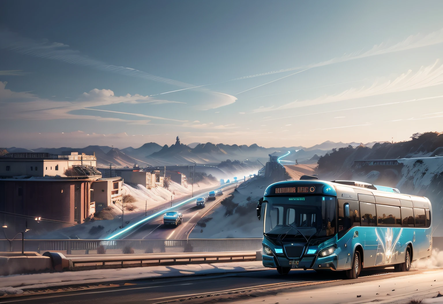 Futuristic bus, brancos de fundo, Corpo Steampunk, detalhes intrincados, Magnificent, cinemactic, high resolution, 4k,