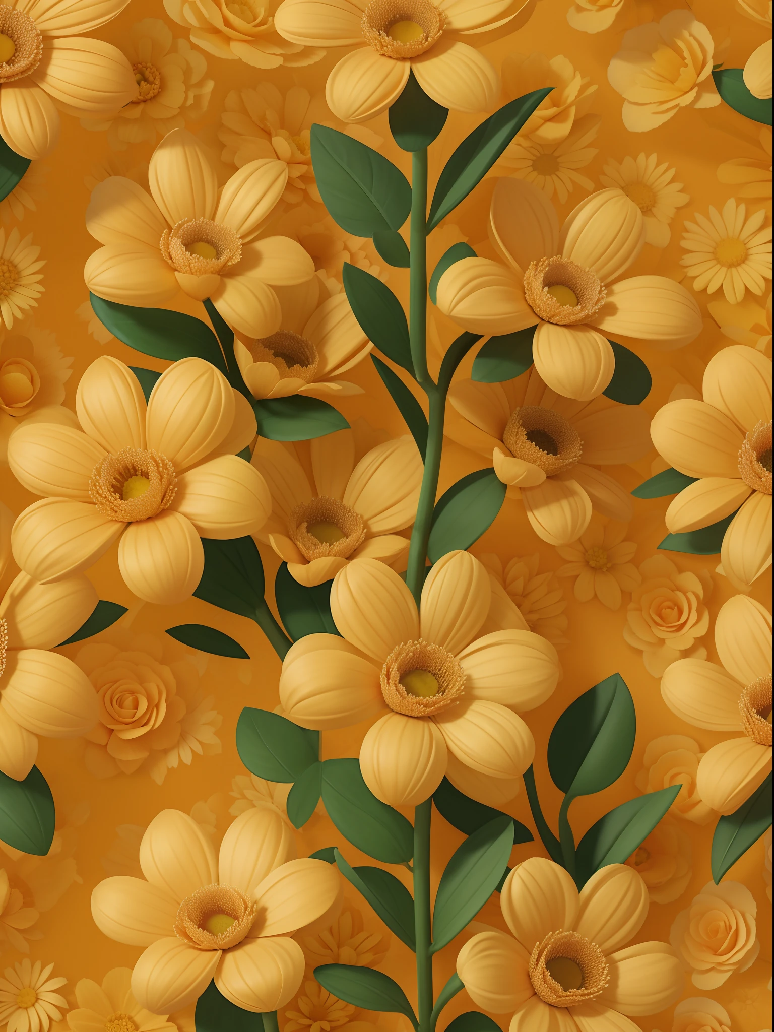 Flores amarelas, repetidas, pattern, pattern, papel digital