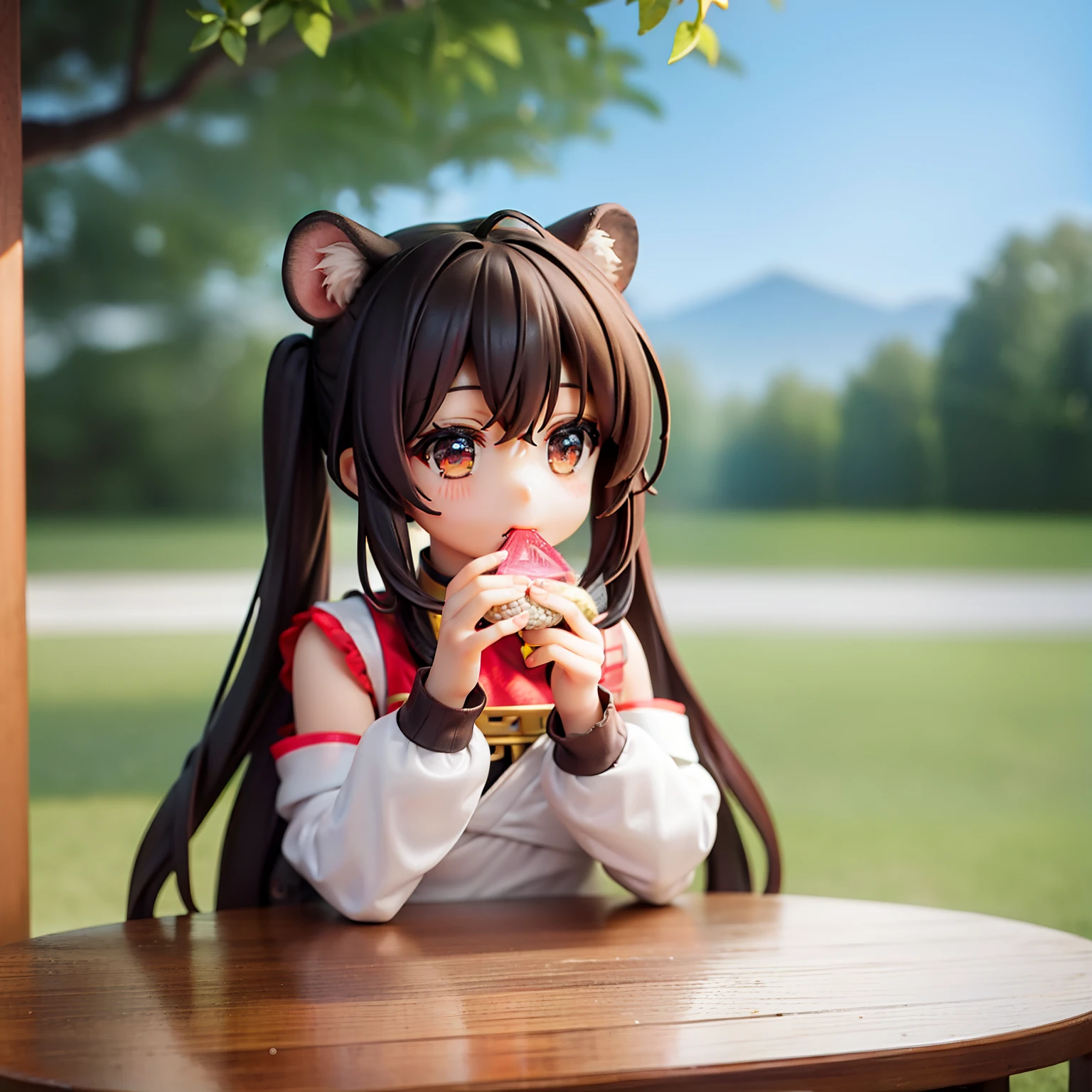 Cute maiden Tibetan hamster girl eating