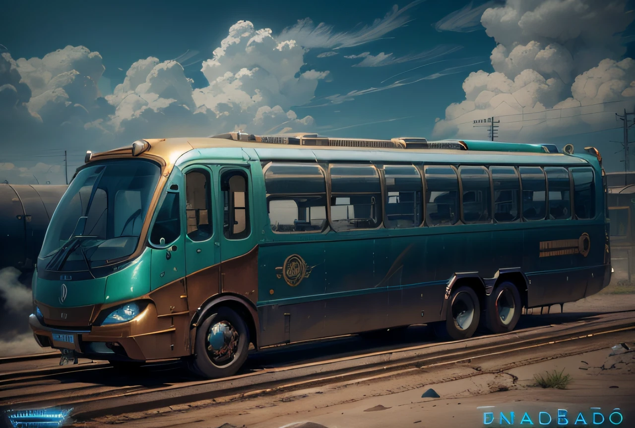 futuristic bus, brancos de fundo, Corpo Steampunk, detalhes intrincados, Magnificent, cinemactic, high resolution, 4k,