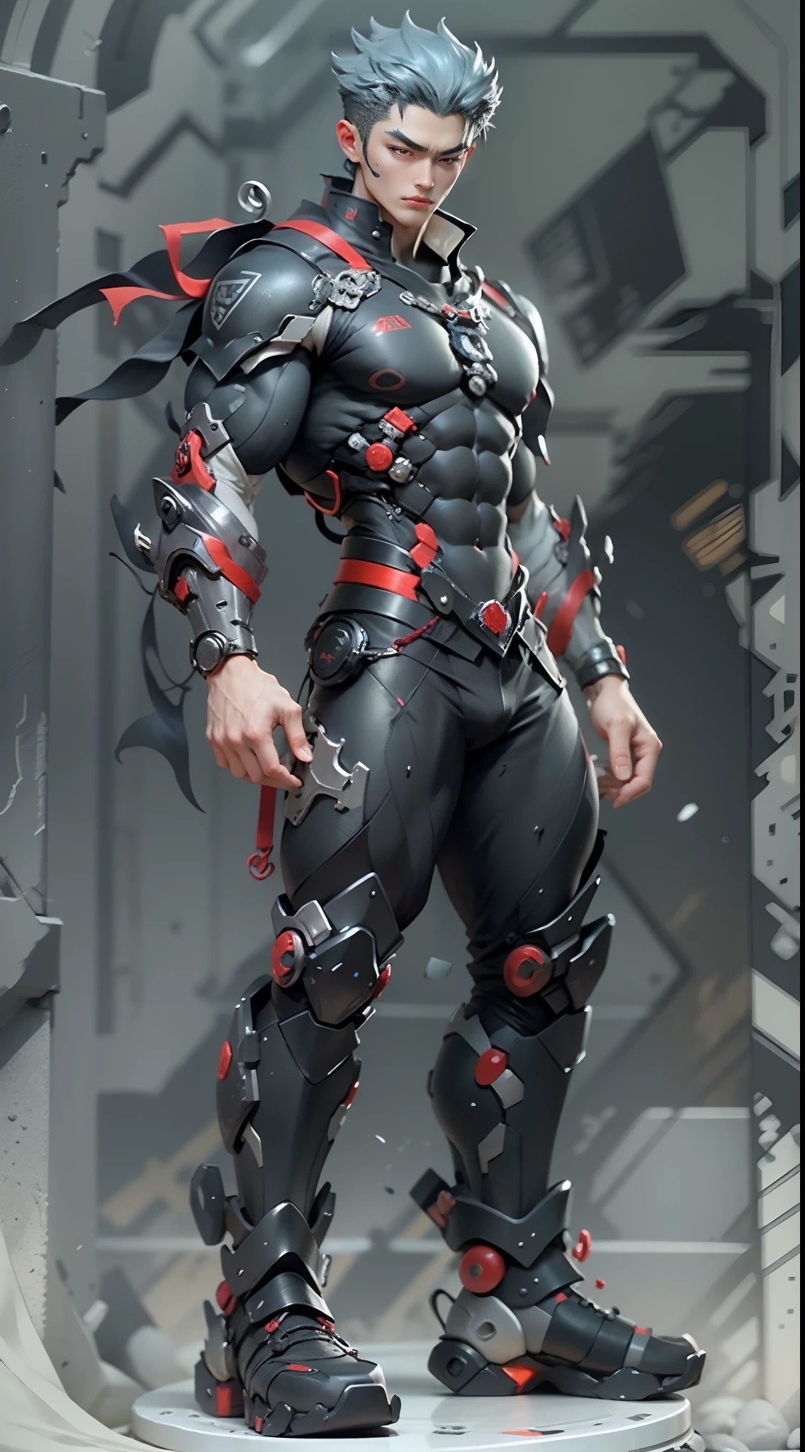 Figures,Model design,Tide play blind box,The whole body of the character,base,Xiao Zhan,Handsome cybernetic boy looking at camera lingerie detailed muscular reality masterpiece,musculous