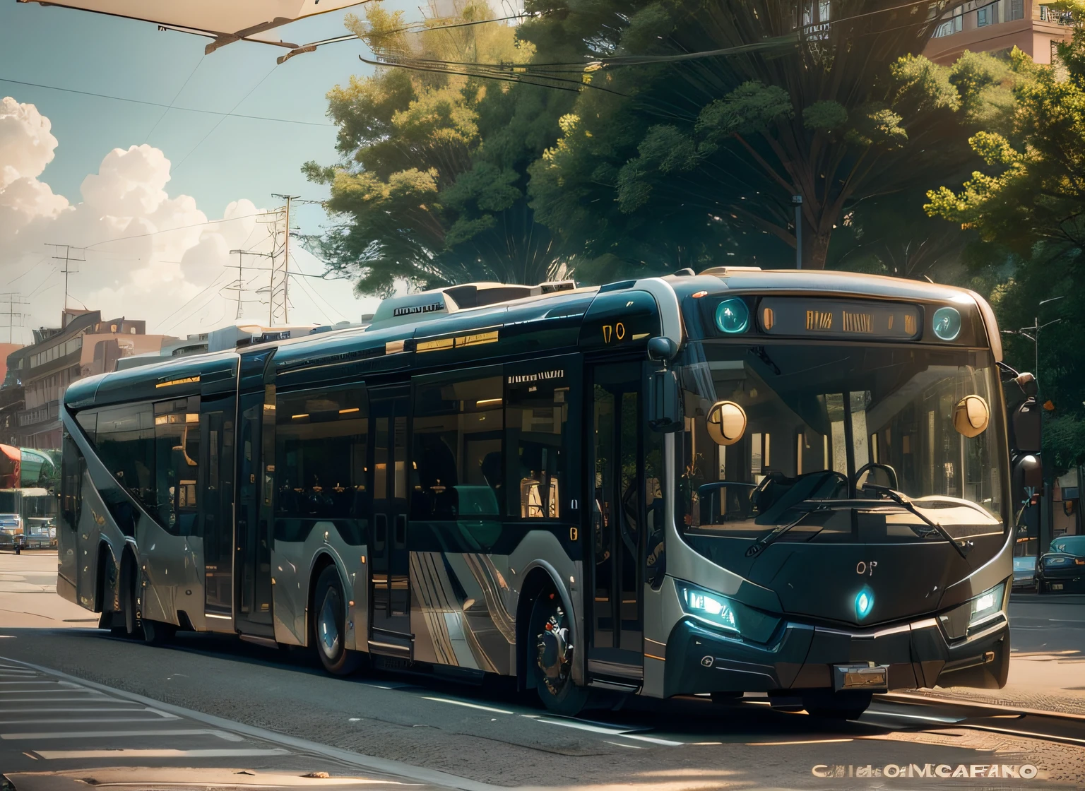futuristic articulated bus, brancos de fundo, Corpo Steampunk, detalhes intrincados, Magnificent, cinemactic, high resolution, 4k,