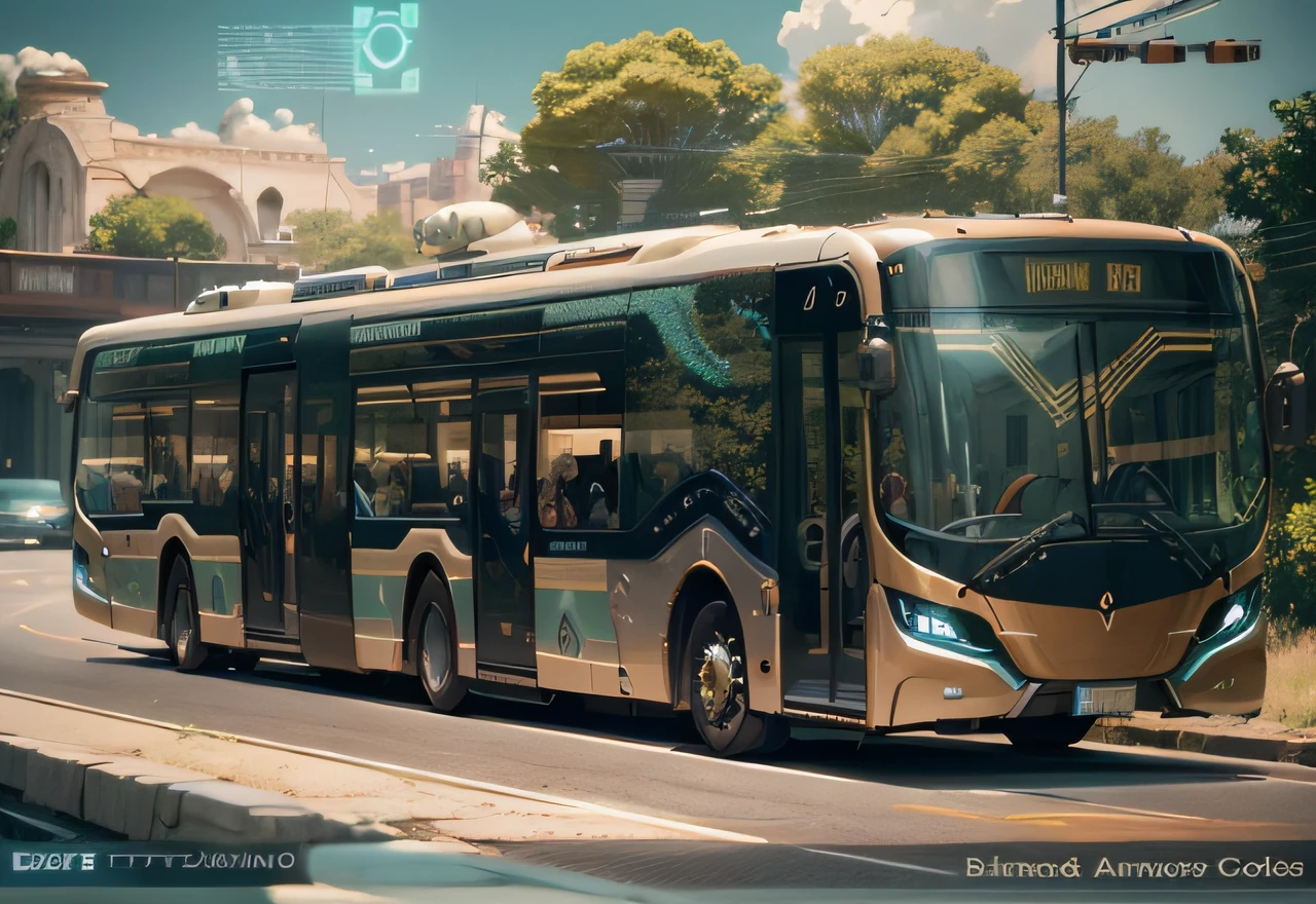futuristic articulated bus, brancos de fundo, Corpo Steampunk, detalhes intrincados, Magnificent, cinemactic, high resolution, 4k,