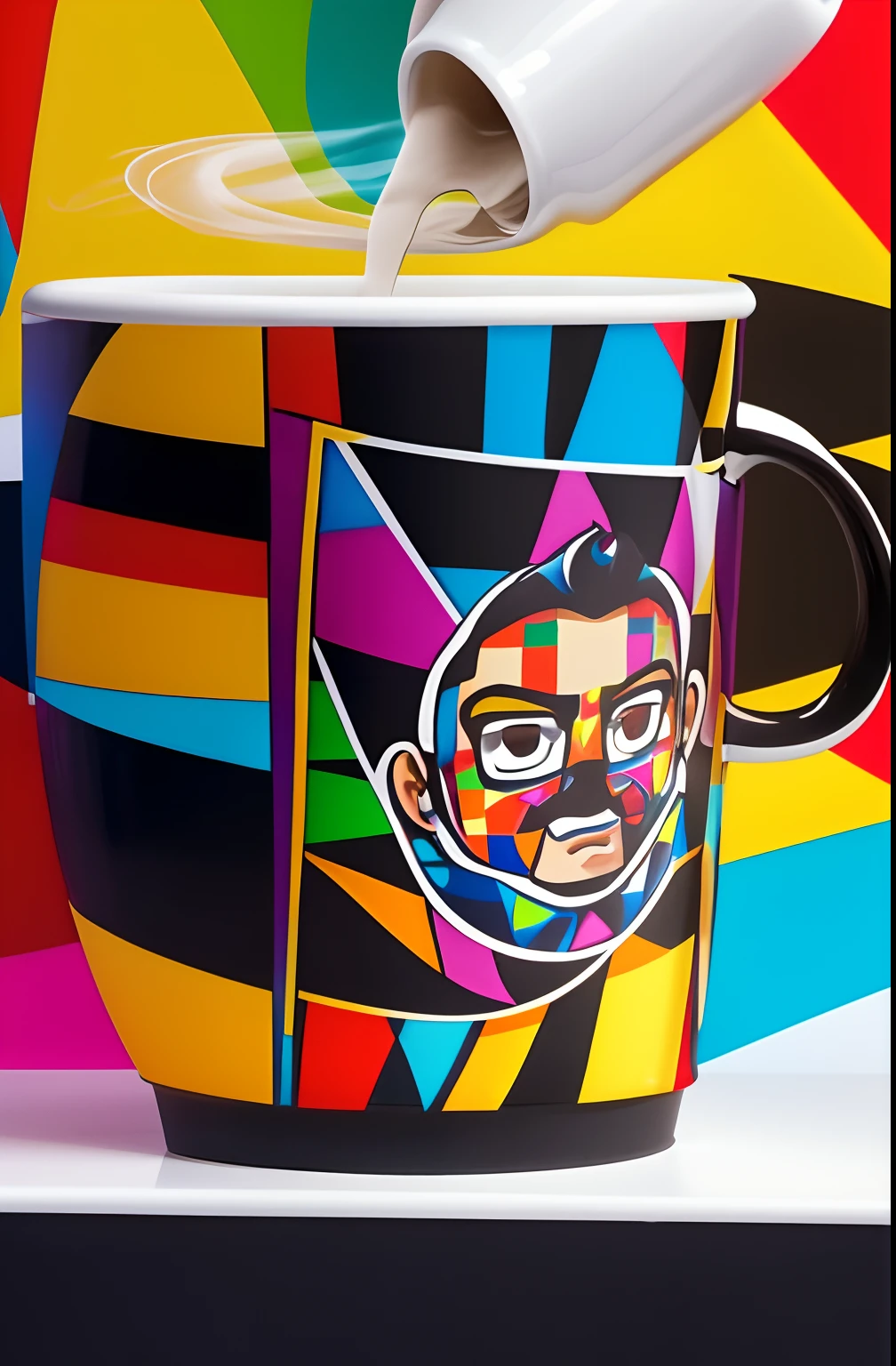(CUP WITH COFFEE COMING OUT SMOKE WRITTEN WE COOFFE IN THE CUP ), Eduardo Kobra ,Romero Brito,The Filling Twins ,multidimensional geometric wall PORTRAIT, arte, Chibi,
Yang08k, lindo, Colouring,
Primary works, qualidade superior, melhor qualidade, Arte Oficial, Beautiful and Aesthetic, 512k