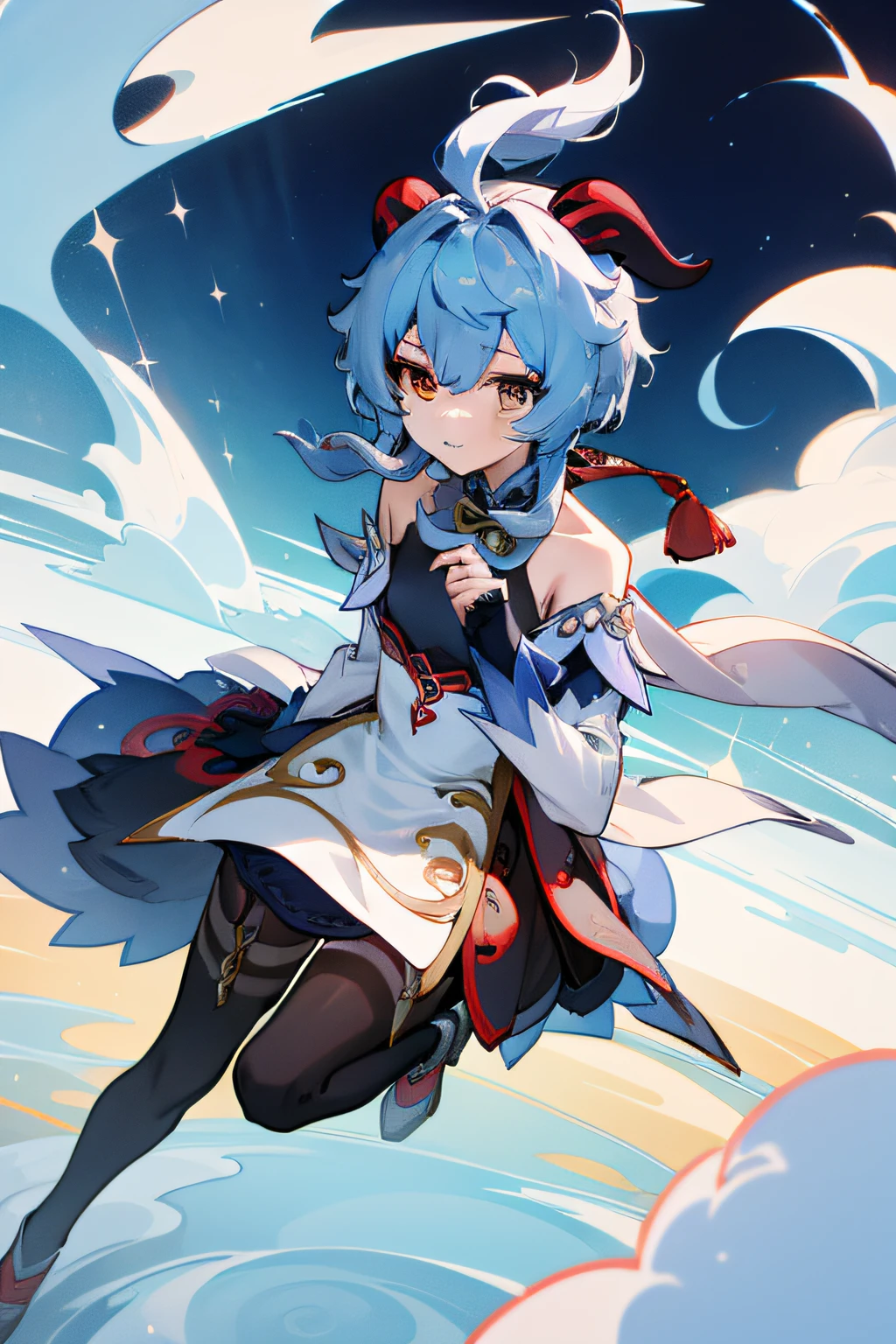 Ganyu(genshin impact),Maid dress,Siik stockings,