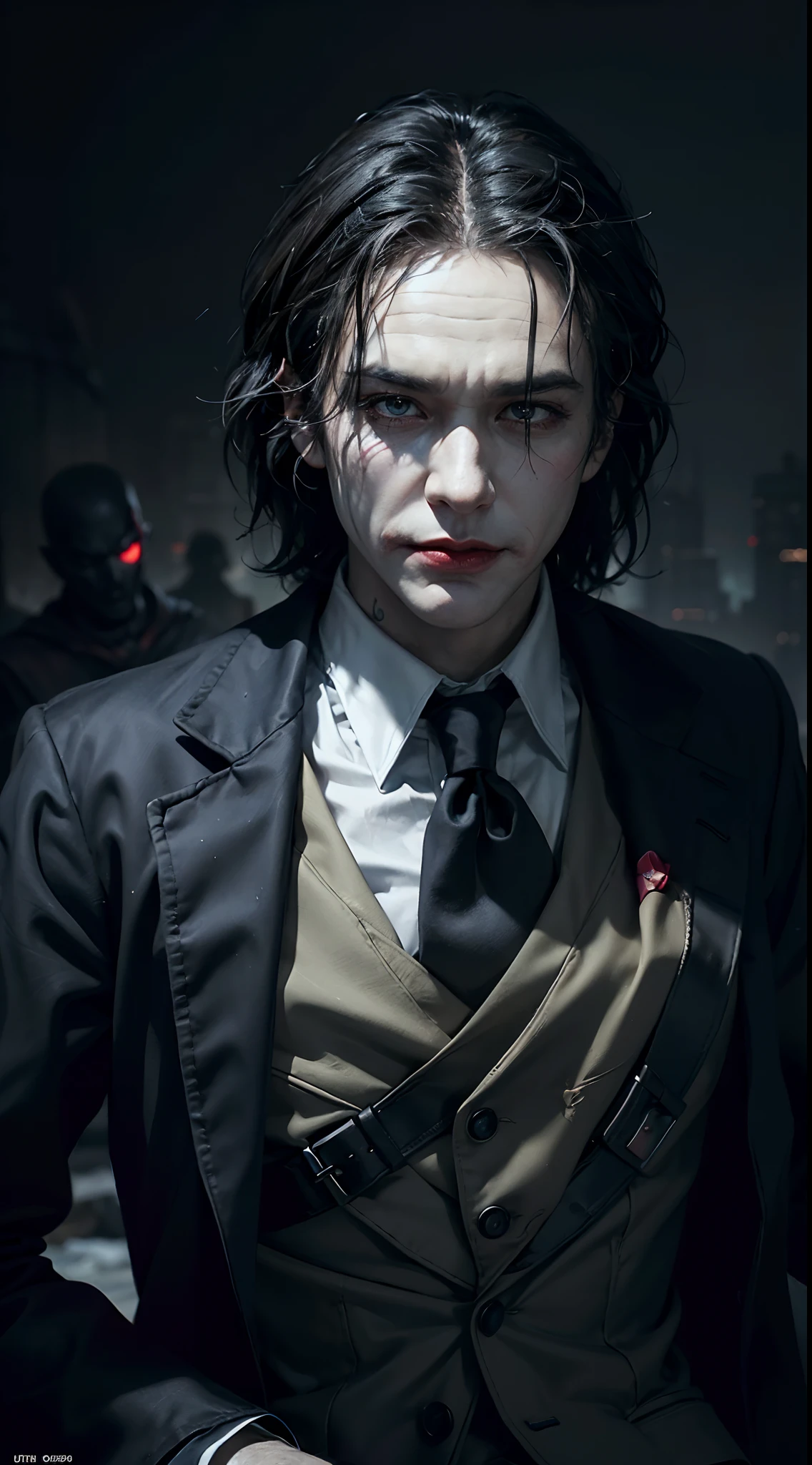Joker от DC Comics, In the fortress of loneliness, Looks cool, (ultra realistis), (illustartion), (High Resolution), (8K), (Very detailed), (Best illustration), (Best Quality), (Ultra Detailed), (Masterpiece), 独奏, (dynamicpose), dark studio