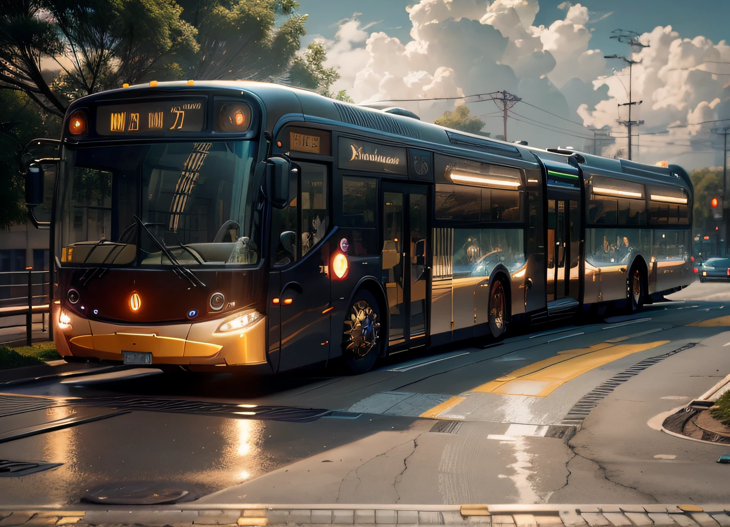 futuristic articulated bus, brancos de fundo, Corpo Steampunk, detalhes intrincados, Magnificent, cinemactic, high resolution, 4k,