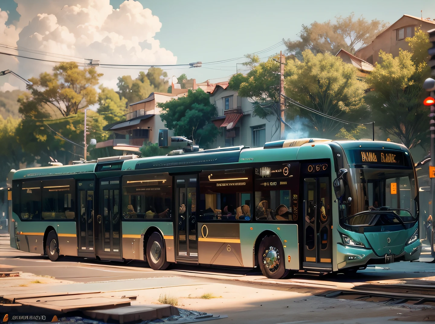 futuristic articulated bus, brancos de fundo, Corpo Steampunk, detalhes intrincados, Magnificent, cinemactic, high resolution, 4k,