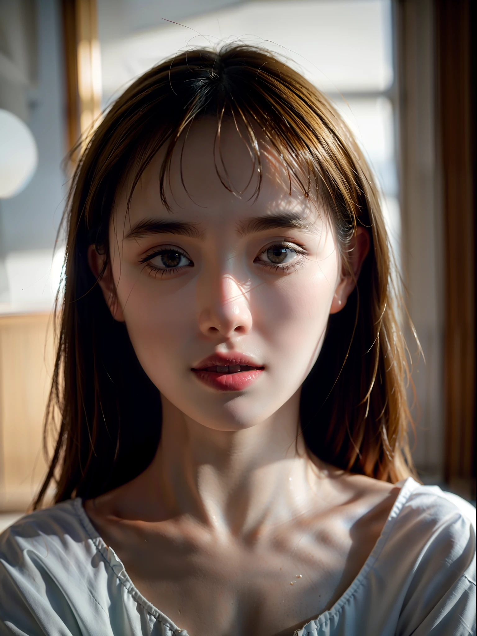 (photorealistic:1.4), (best quality:1.0), (ultra highres:1.0), 8k, RAW photo, (masterpiece:0.2), portrait, face, Beautiful and cute woman with white and smooth skin, red cheeks and adorable, Asian girl, graceful.