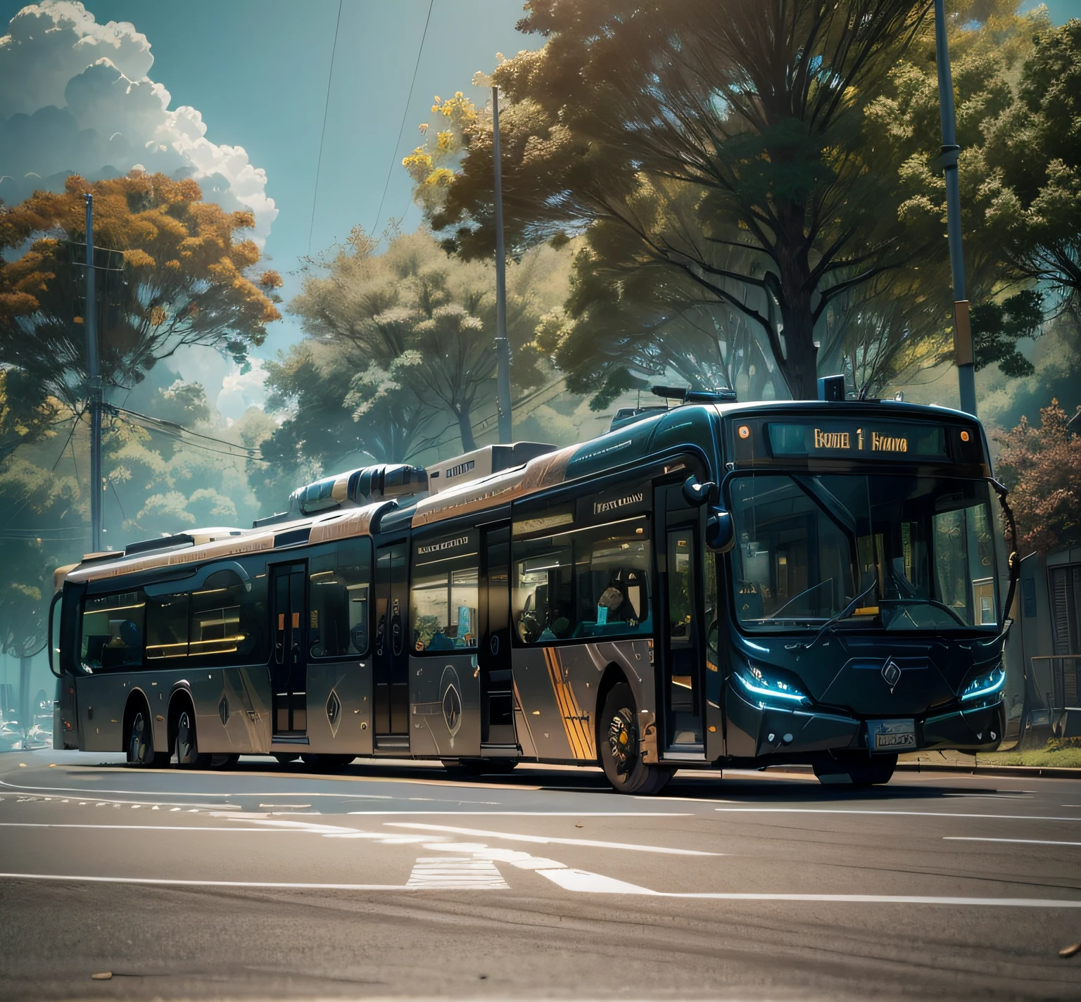 futuristic articulated bus, brancos de fundo, Corpo Steampunk, detalhes intrincados, Magnificent, cinemactic, high resolution, 4k,