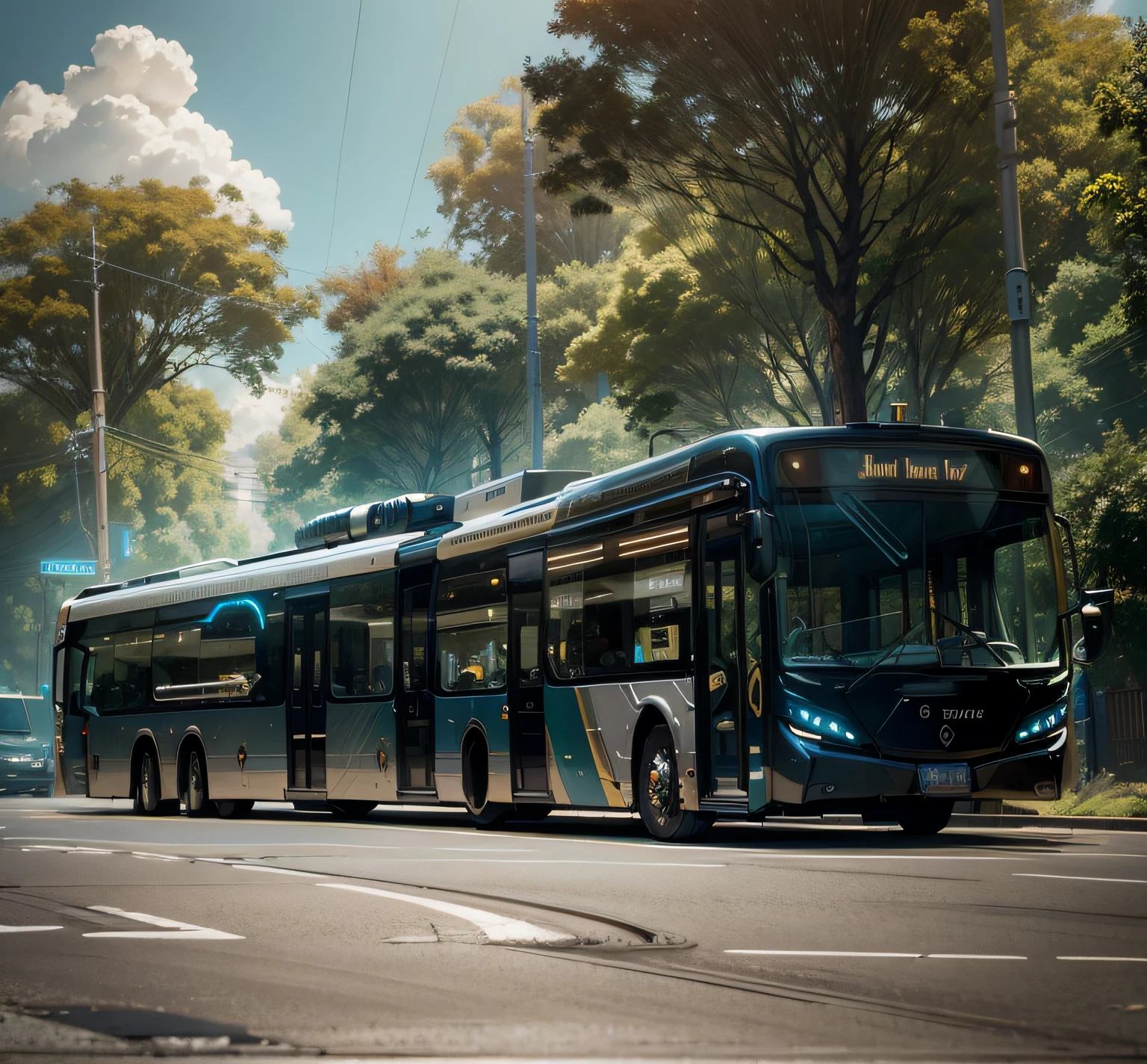 futuristic articulated bus, brancos de fundo, Corpo Steampunk, detalhes intrincados, Magnificent, cinemactic, high resolution, 4k,