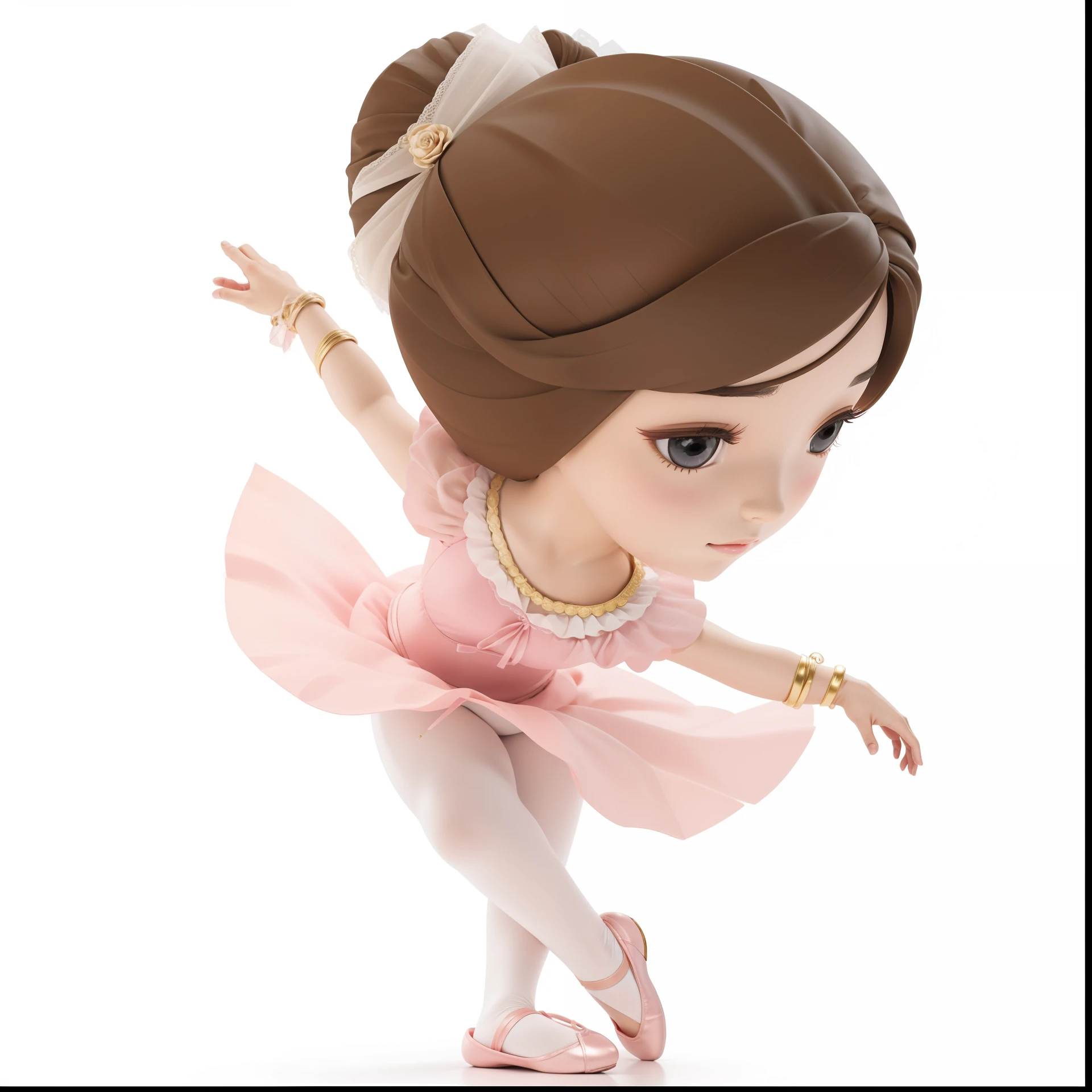 3D, desenho, boneca bailarina, brinquedo, bailarina, boneca, saia de tule, rosa, altamente detalhado, Highly detailed hands, Very detailed strokes, ballet, sapatilha de ballet