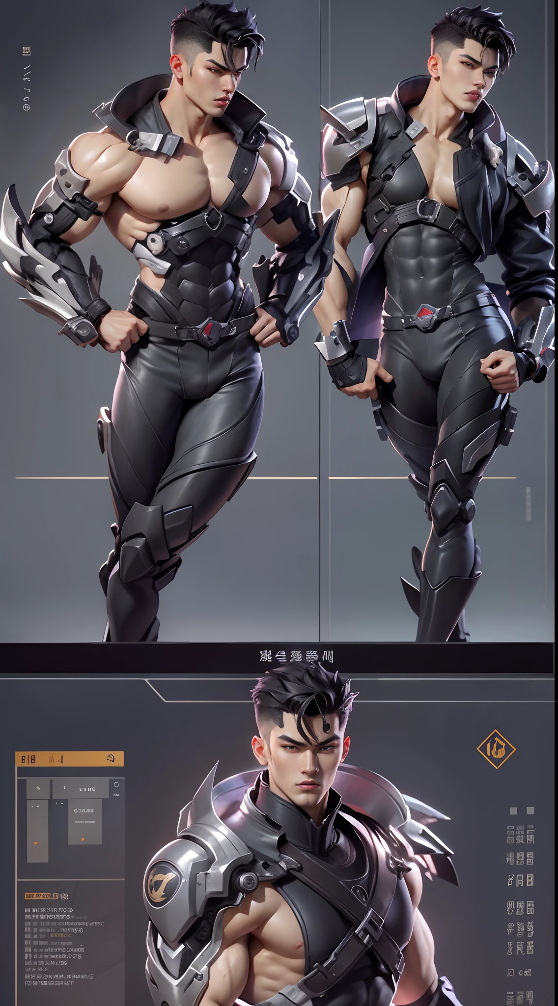 Sculpture design,Figures,GK model,The whole body of the character,Expose muscles,base,Wu Yifan,Handsome cybernetic boy looking at camera lingerie detailed muscular reality masterpiece,musculous