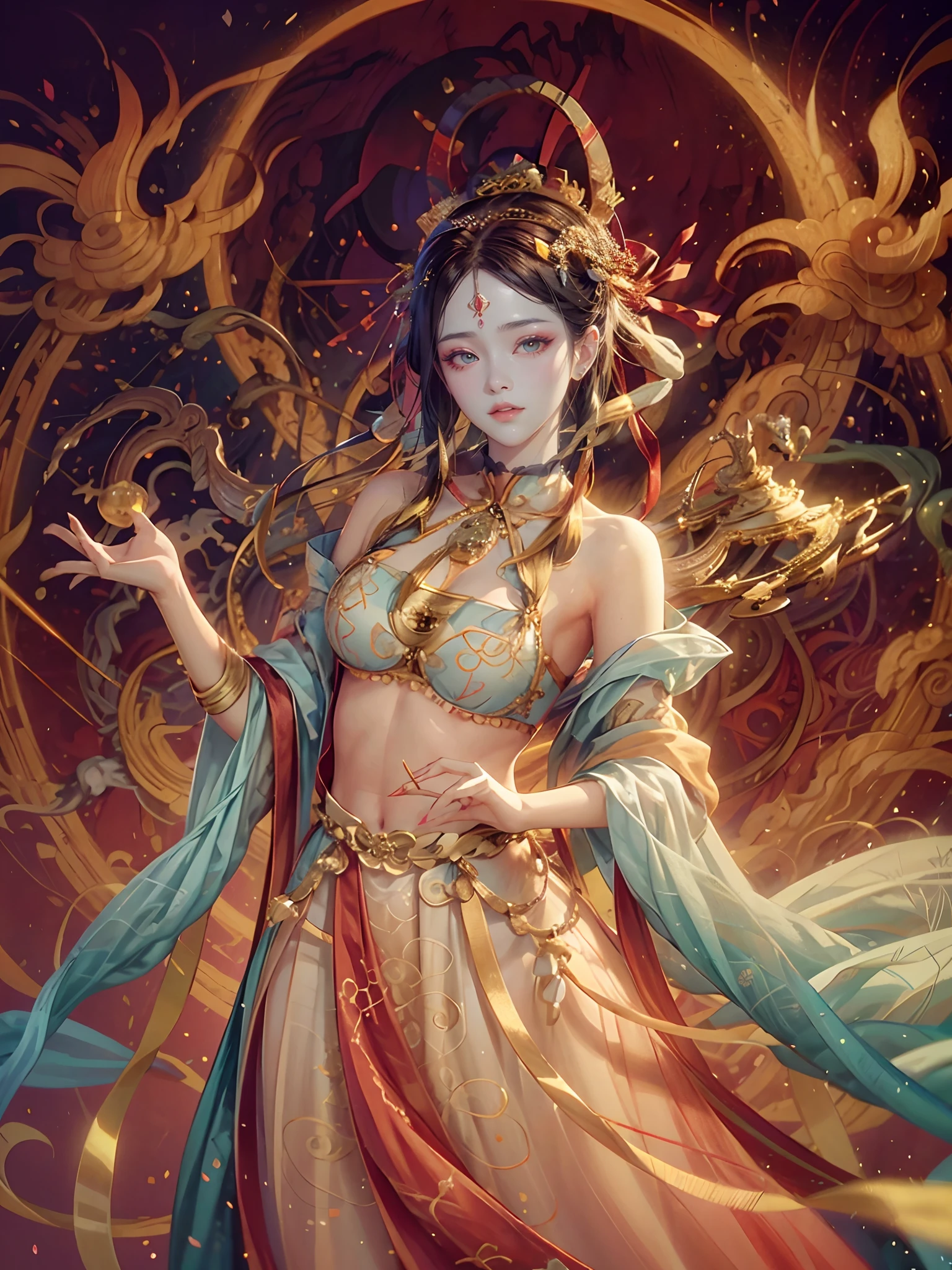 Beautiful face of the goddess of Dunhuang,Delicatemakeup