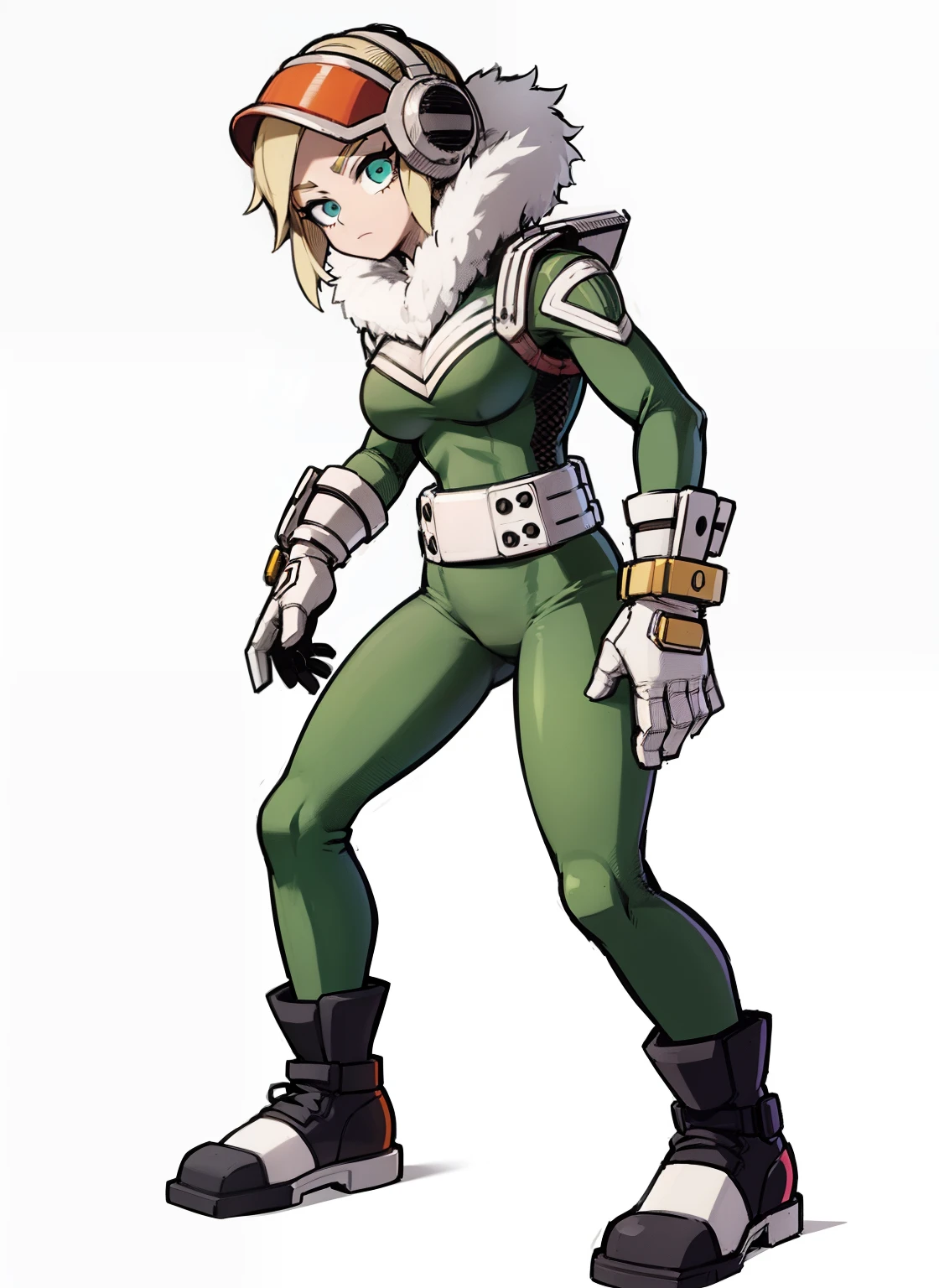 My Hero Academia style, anime Girl, female, wide thighs, wide hips, Large breast, muscular woman, trending on artstation pixiv, (full body shot:0.5), Masterpiece, fullbody suit, Hero costume, Head Covering, Helmet, Face Covering, Mask, Perfect Anatomy, Super Detailed,