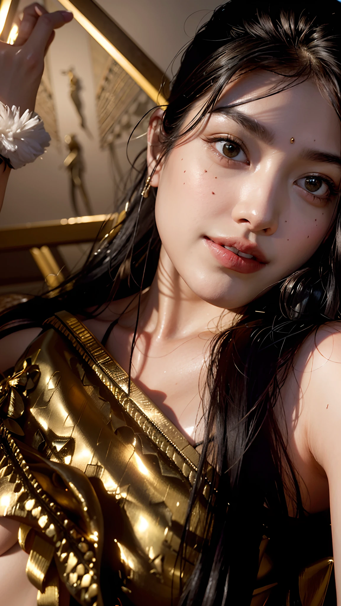 best quality, masterpiece, photo realistic, intricate details, raw photo, photon rendering, octane render, absurdres, ultra detailed, detailed face, detailed skin, trending on artstation, 8k masterpiece, cinematic lighting, ( (1girl)),((solo)),((looking_at_viewer)),trending on cg society,plasticien,((black long hair)),((beautiful woman)),(Smile),sexy lingerie, lingerie, underwear, bra,((Egyptian pyramid)),((sexy)),wind blowing hair, ((flowing hair)),happy,fashion magazine,