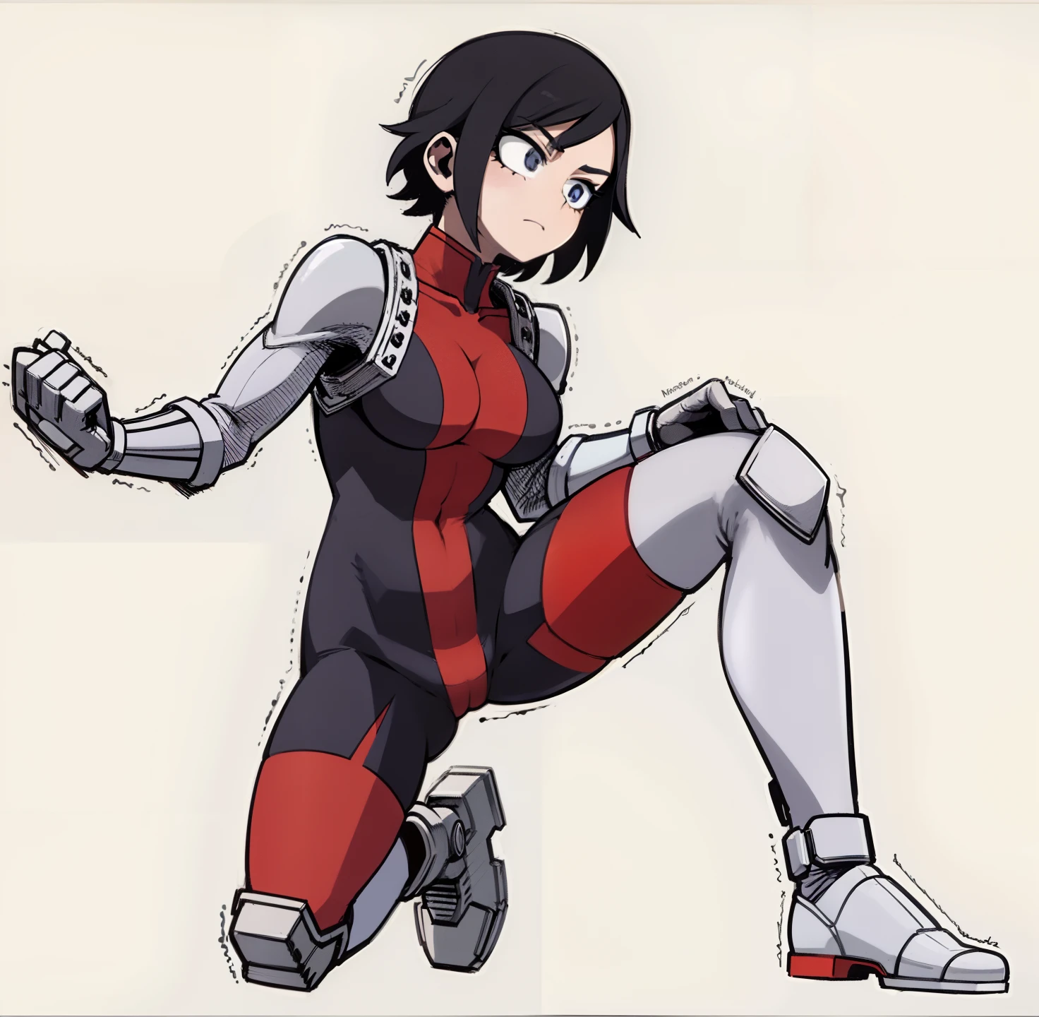 My Hero Academia style, anime Girl, female, wide thighs, wide hips, Large breast, muscular woman, trending on artstation pixiv, (full body shot:0.5), Masterpiece, fullbody suit, Hero costume, Head Covering, Helmet, Face Covering, Mask, Perfect Anatomy, Super Detailed,