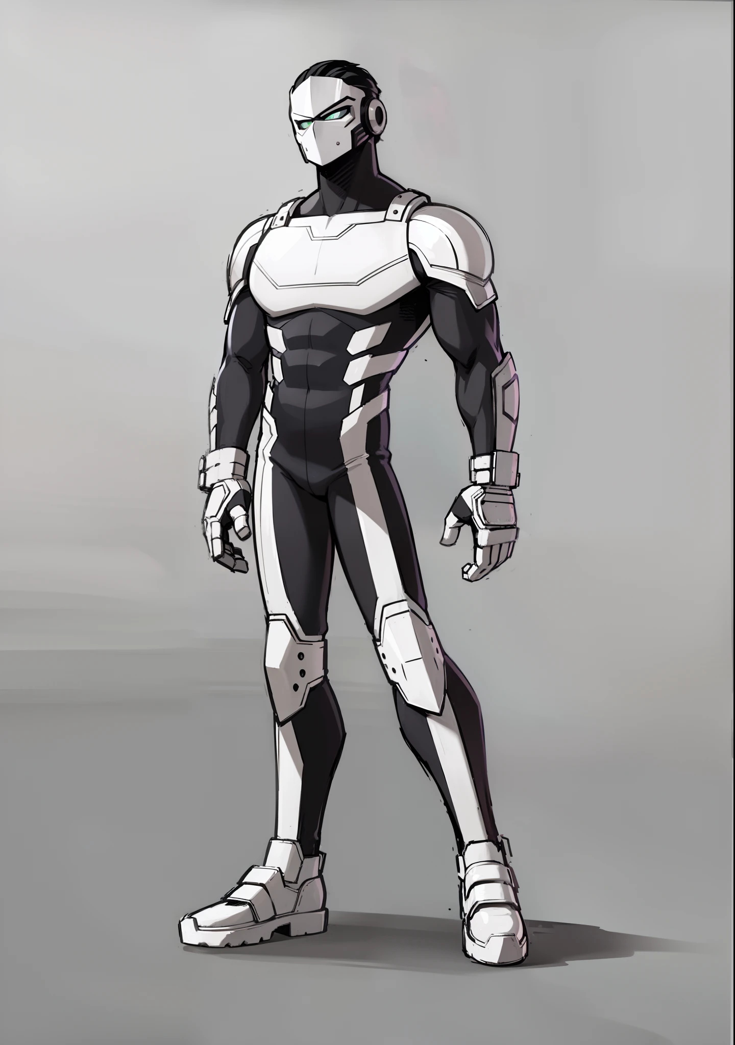 My Hero Academia style, anime boy, male, young male, trending on artstation pixiv, (full body shot:0.5), Masterpiece, fullbody suit, Hero costume, Head Covering, Helmet, Face Covering, Mask, Perfect Anatomy, Super Detailed,