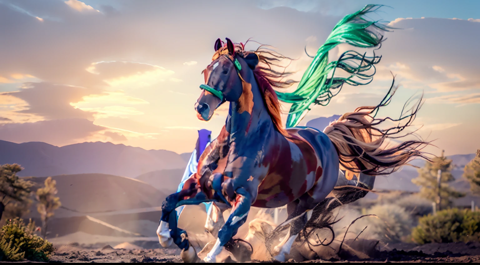 8 horses,1#cavalos,2#cavalos,3#cavalos,4#cavalos,5#cavalos,6#cavalos,7#cavalos,8#cavalos。Extremely special and rare eight horses surround each other,Gallop across the steppe like a clock。
The Lightcast Pegasus from the Supreme Heaven has a rainbow aperture from the Supreme Heaven,She rides between light and pure,No additional ornaments are needed to highlight her dignity and holiness,Even the sky showed her a clear sky,She has a deep enmity with the nightmare heavy ride from hell,The two never put their heads next to each other,Surrounded by sulphurous flames, the Hellmare Heavy Ride makes every time a horse's hooves fall, stepping flat grass out of the lava from the ground,The sky in the steppe is brighter,It makes the earth deeper。
The wind wings of the wind elf horse let its position be erratic,She always couldn't help but tease the mechanical horse with a cyan aperture,The mechanical horse is full of mecha beauty,The shoulder back position always reveals delicate mechanical fittings,Four kicks with a hydraulic pump and electromagnetic ejection device。
Unicorns want to steal all horses from their pure and flawless beauty,But on the side, the fairy dragon horse is comparing with it,Their unique elven-patterned armor and colorful saddles make them the most stylish horses。The female knight is charging on her knightly warhorse,Her lofty ideals made her will unstoppable,There is no doubt that she is the protagonist of this picture。There is also a horse from unknown territory mixed in,It has a weird style and chaotic colors that are almost unimaginable,This gives the whole picture an extremely dangerous uncertainty,The slightest mistake can break the whole picture。Use the Latent couple and Composable LoRA plugins to make all eight horses have independent images,Some positions use stacking and nesting and perspective composition,Make the most of canvas space。With Midjourney's advanced brush tools and palettes and strokes, experiment with different models and materials t