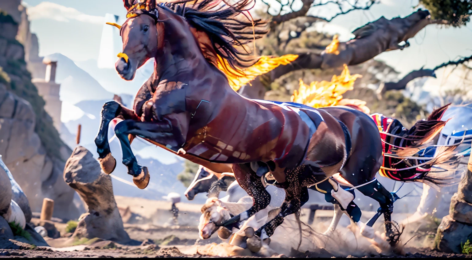 8 horses,Ultra-grand scenes,super wide shot,1#cavalos,2#cavalos,3#cavalos,4#cavalos,5#cavalos,6#cavalos,7#cavalos,8#cavalos。Extremely special and rare eight horses surround each other,Gallop across the steppe like a clock。The vast plains of the epic scene are rich in aquatic plants,In the distance is the snow-capped summit of Mount Everest,Snow creek flows into the sea,At the other end is the magnificent giant city,The horse team entered and exited from the city gate。
The Lightcast Pegasus from the Supreme Heaven has a rainbow aperture from the Supreme Heaven,She rides between light and pure,No additional ornaments are needed to highlight her dignity and holiness,Even the sky showed her a clear sky,She has a deep enmity with the nightmare heavy ride from hell,The two never put their heads next to each other,Surrounded by sulphurous flames, the Hellmare Heavy Ride makes every time a horse's hooves fall, stepping flat grass out of the lava from the ground,The sky in the steppe is brighter,It makes the earth deeper。
The wind wings of the wind elf horse let its position be erratic,She always couldn't help but tease the mechanical horse with a cyan aperture,The mechanical horse is full of mecha beauty,The shoulder back position always reveals delicate mechanical fittings,Four kicks with a hydraulic pump and electromagnetic ejection device。
Unicorns want to steal all horses from their pure and flawless beauty,But on the side, the fairy dragon horse is comparing with it,Their unique elven-patterned armor and colorful saddles make them the most stylish horses。The female knight is charging on her knightly warhorse,Her lofty ideals made her will unstoppable,There is no doubt that she is the protagonist of this picture。There is also a horse from unknown territory mixed in,It has a weird style and chaotic colors that are almost unimaginable,This gives the whole picture an extremely dangerous uncertainty,The slightest mistake can break the whole picture。Use the Latent couple and