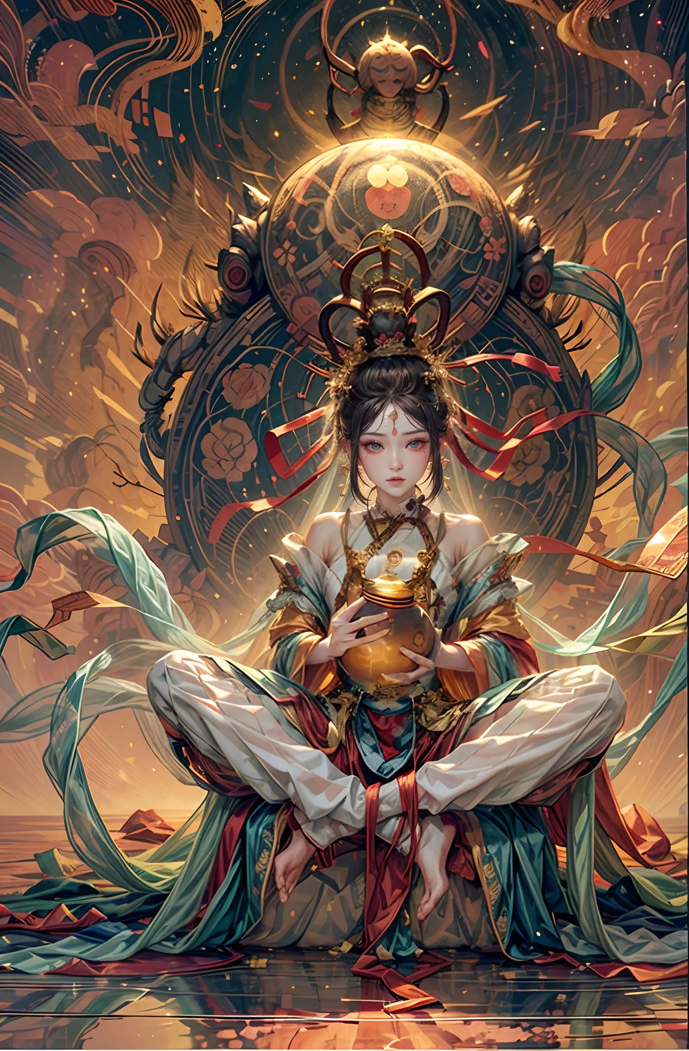 Beautiful face of the goddess of Dunhuang,Delicatemakeup