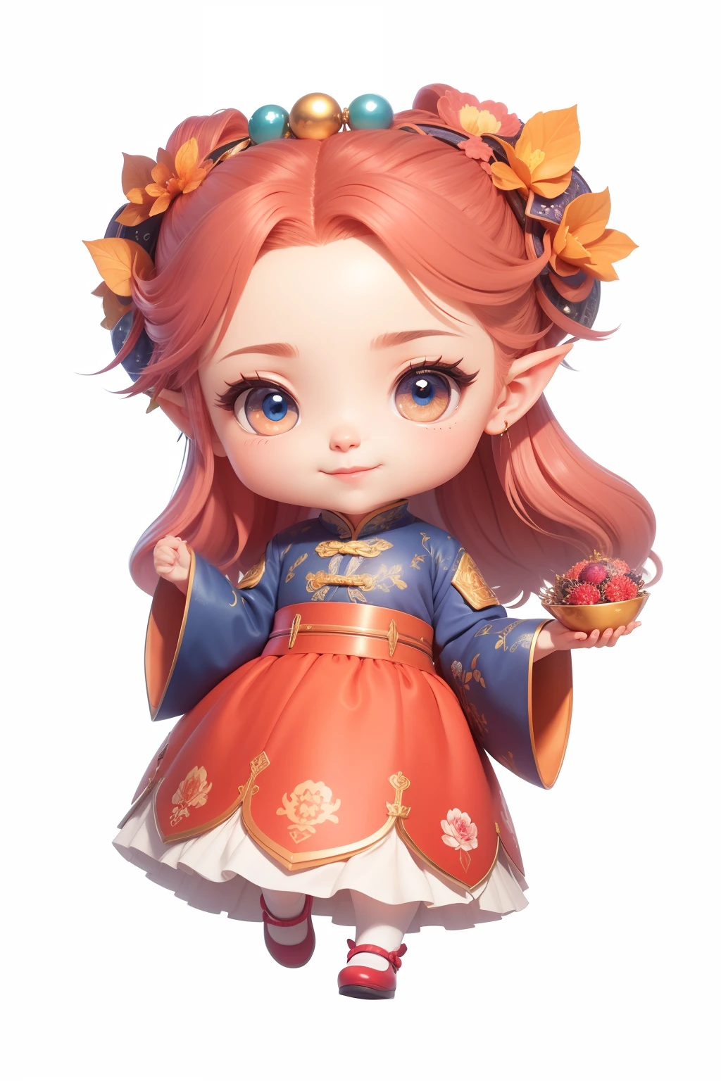 Chinese shoes,white limbo,Pattern,Pedras preciosas,Refinement,((8K)),ssmile,Very cheerful,(elvish ears)spiky,voluminous hair(the detail),(adorable eyes)Round round,full bodyesbian,Perfect quality, (tmasterpiece:1.2) (detailedskin:1.3) (intricately details) (8K) (detailedeyes) (Sharp focus), (Out of sorts)Exquisite painting,lovely digital painting,anime styled digital art,style of anime。(k hd)