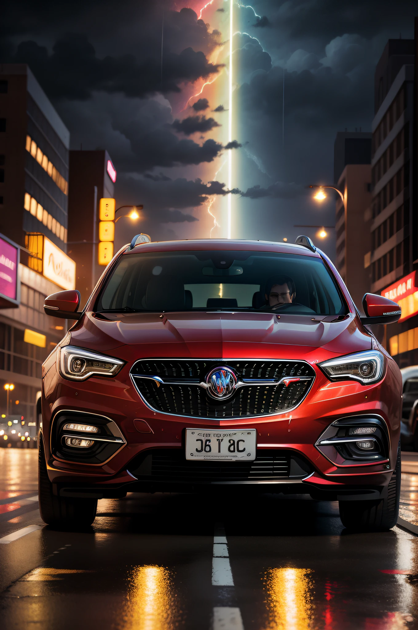 Buick GL8 car highway light rain rainbow