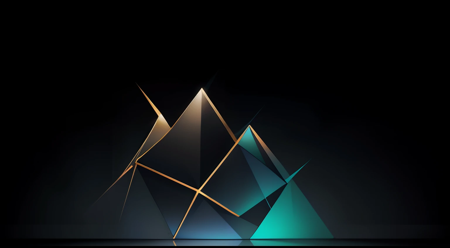 Black background with overlapping triangles，Modern background for business or technical presentations，Vector graphics