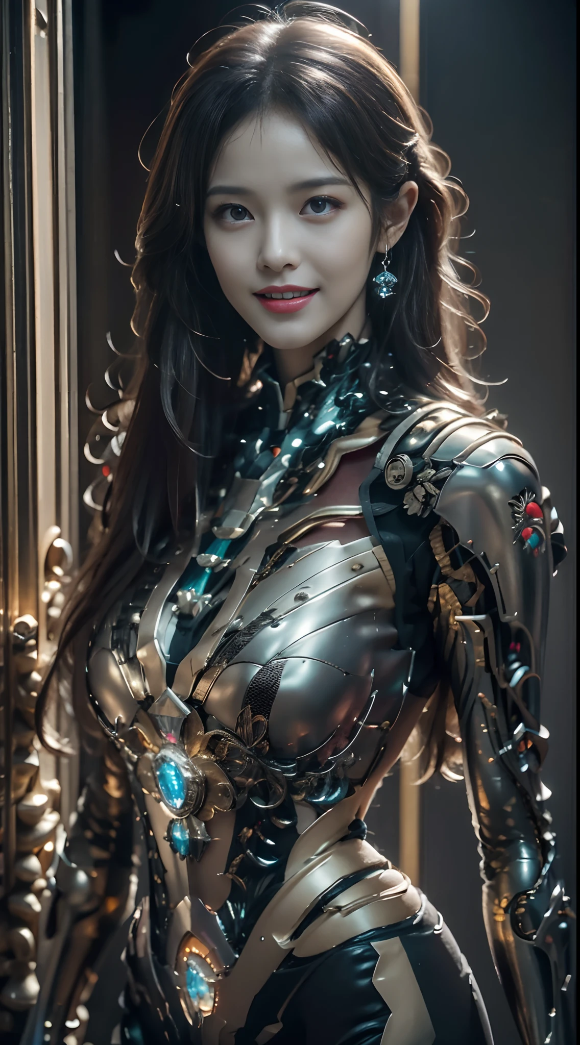 exceedingly detailed CG unity 8k壁纸, tmasterpiece, Best Picture Quality, Highly delicate, real and realistic, Warm and kind, Confidant sister, the soft light,Warm atmosphere,A gentle breeze, Red apricot out of the wall, Gentle expression, Beautiful smile, Smooth hair, Naturally flowing, Warm tones, Living in harmony, A homely feel