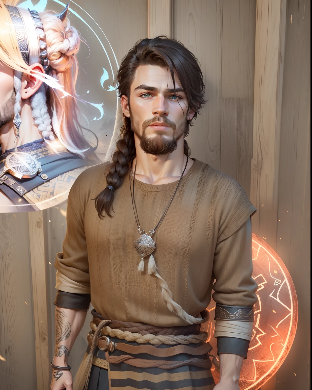 Change background vikings handsome boy, realistic face, 8k, ultra realistic