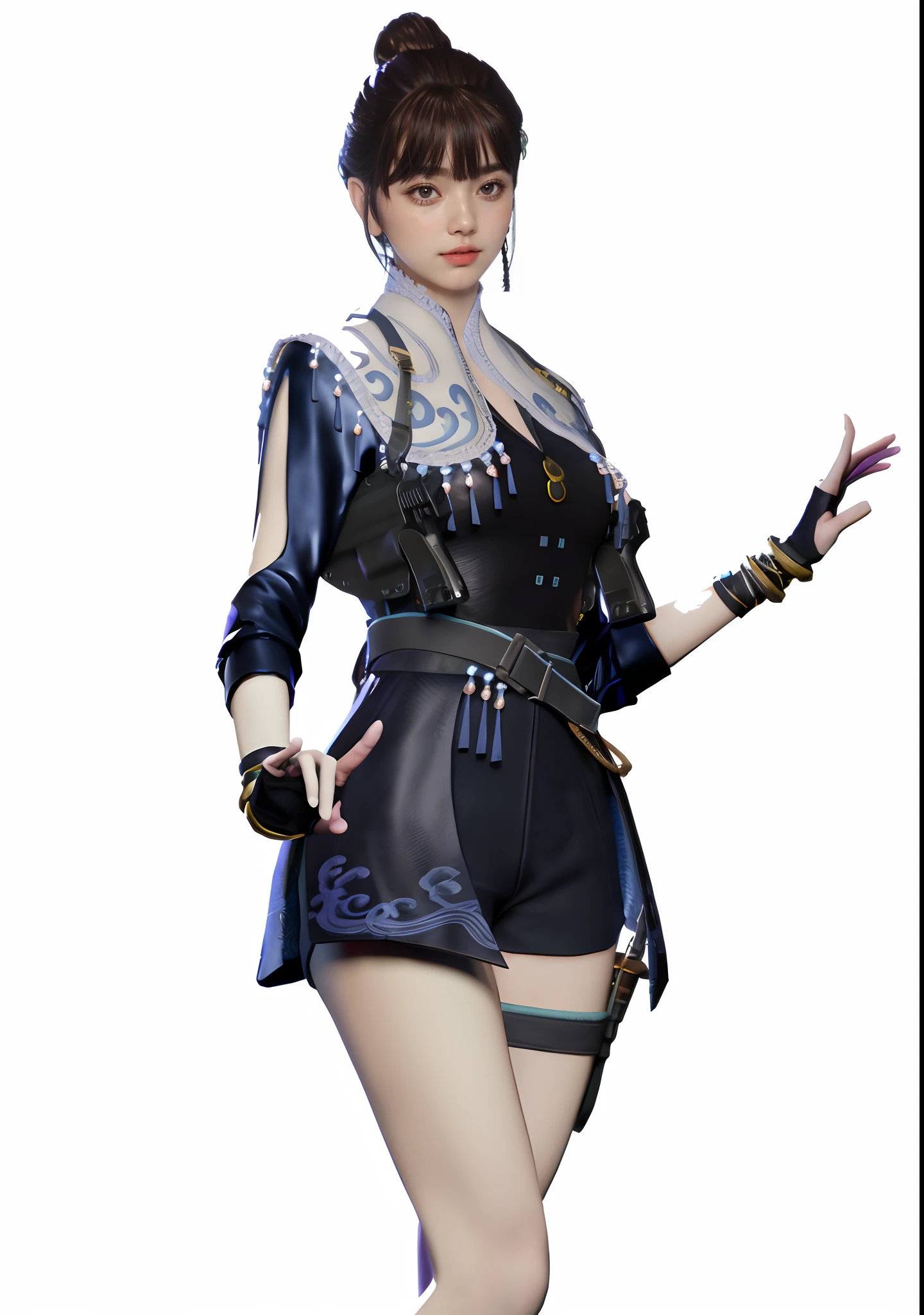 best qualtiy, Full body like,Refined face,pretty face,25 years old woman,slimfigure,Smaller bust,office lady uniform,Office wear,black lence stockings,(Castle background:1.3)