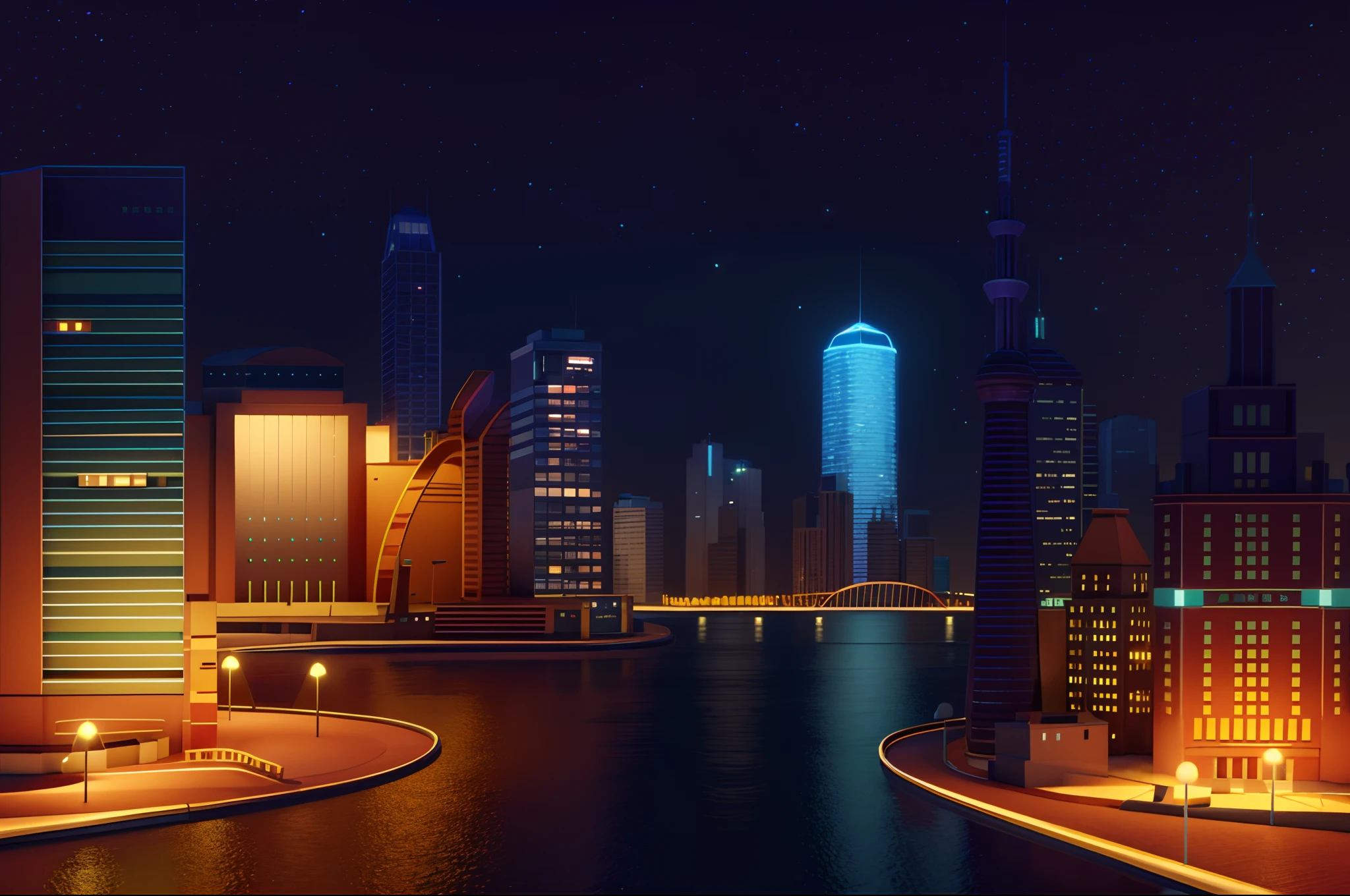 masterpiece, best quality, toon,3d,indoors,night,