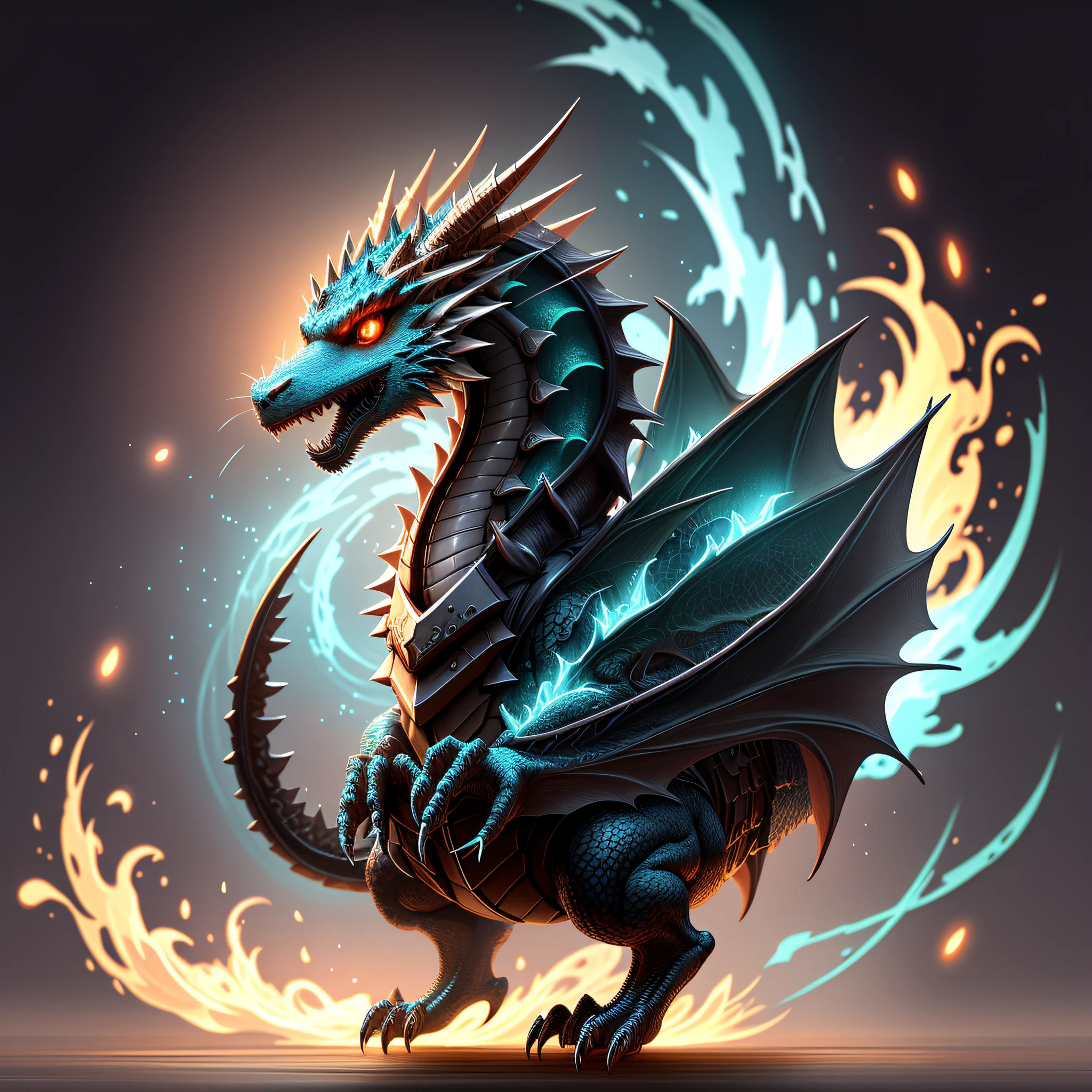 "Create masterpieces of cute creatures with inspired ultra-detailed concept art。Unleash your inner Cu73Cre4ture programmer with the power of steady diffusion,Bring your imagination to life!”,A dragon:1.3,high detal,8K