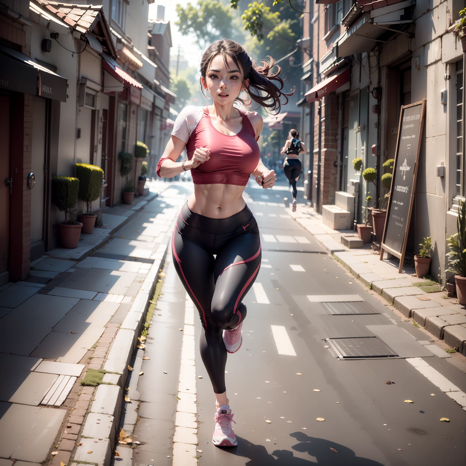 A woman is running，Yoga Wear