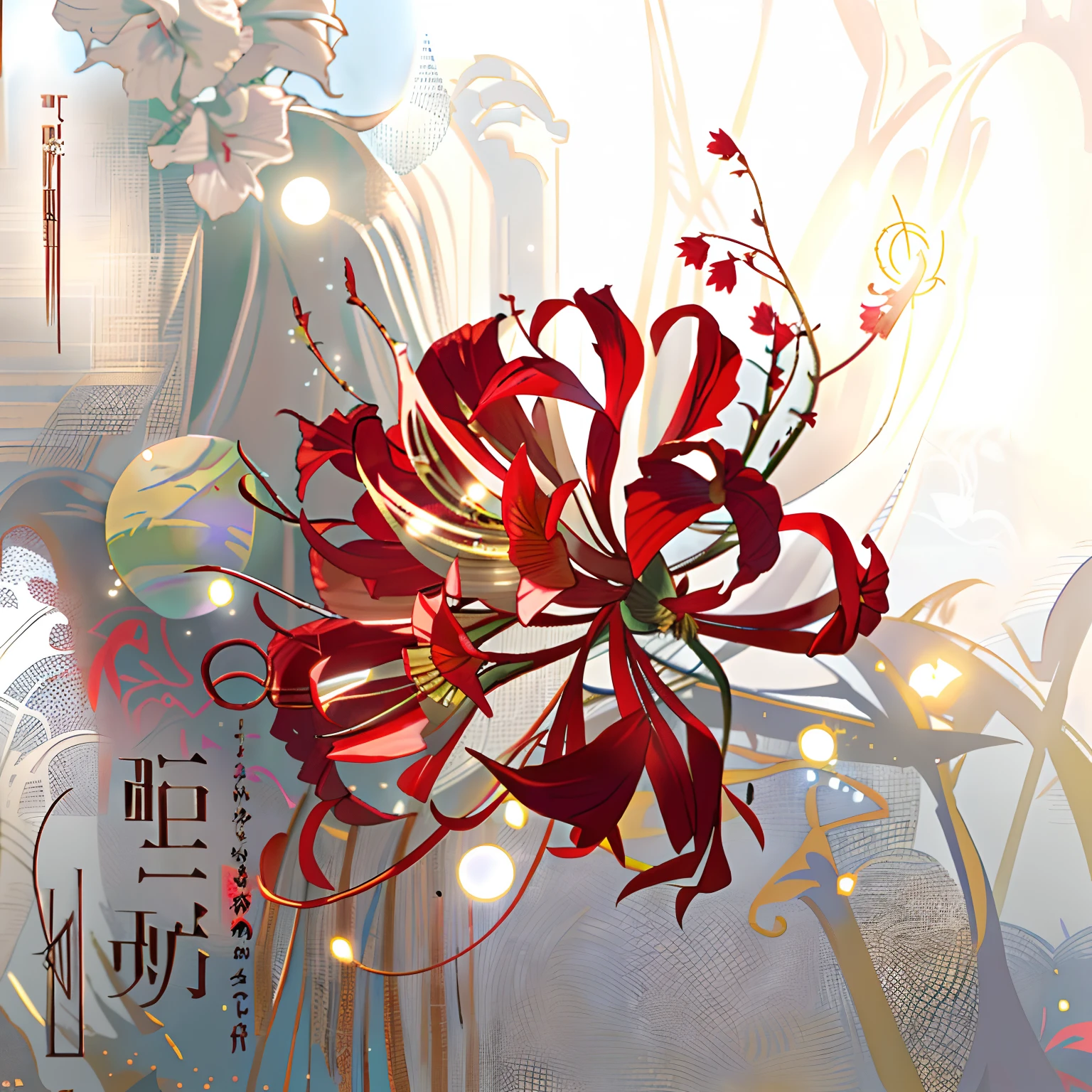 Red flowers,amaryllis,Orbs,Movie lighting,exquisitedetails